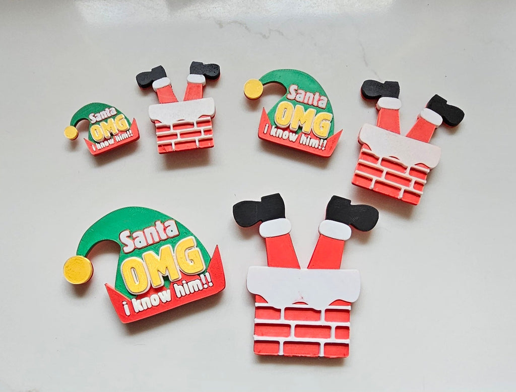 set of 2 Santa Elf I Know Him Hat Magnets Christmas Made in America Choice of Sizes by Baha Ranch Western Wear - product...