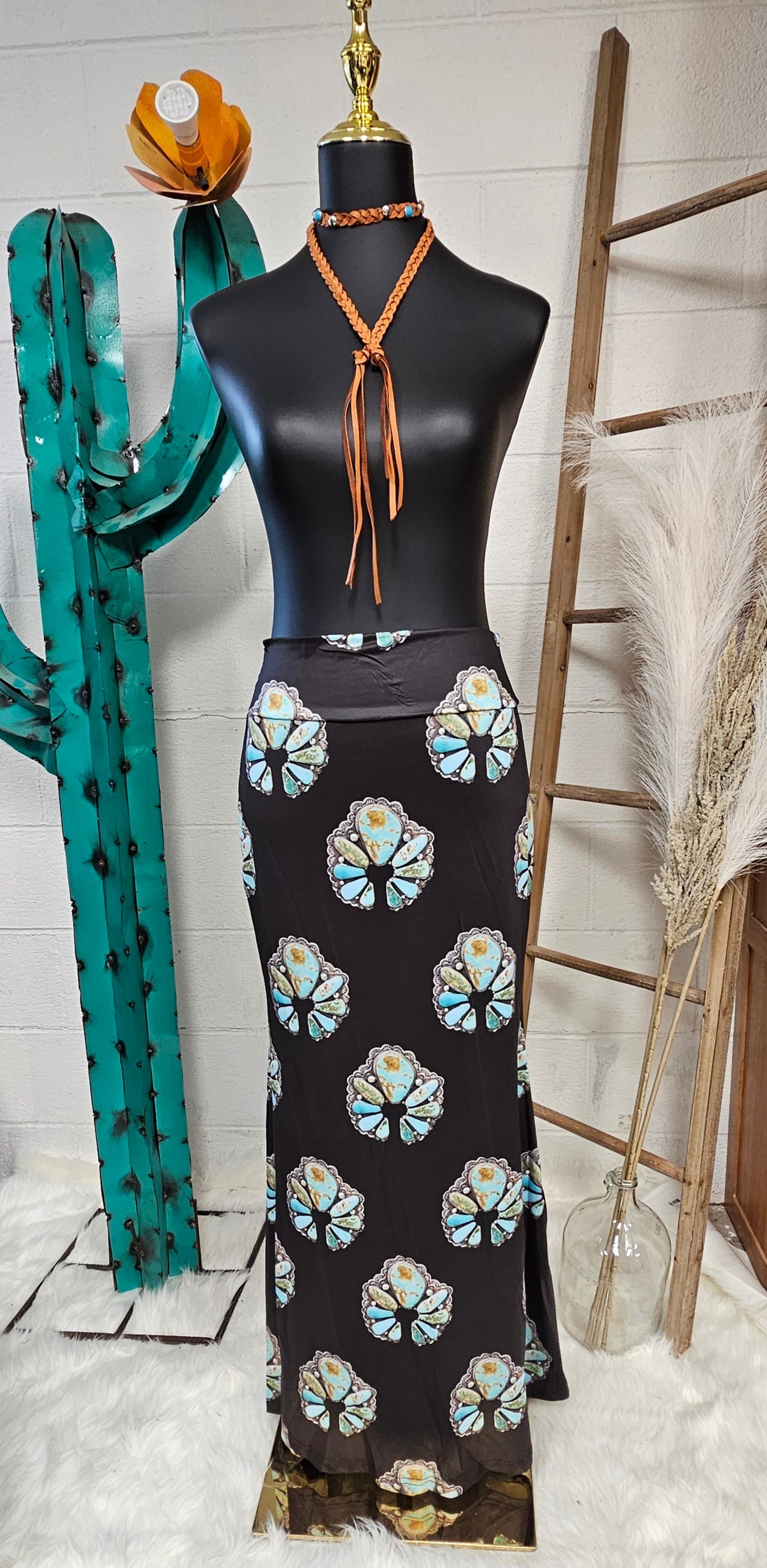 Baha Ranch Turquoise Naja Maxi Skirt by Baha Ranch Western Wear - product image 2