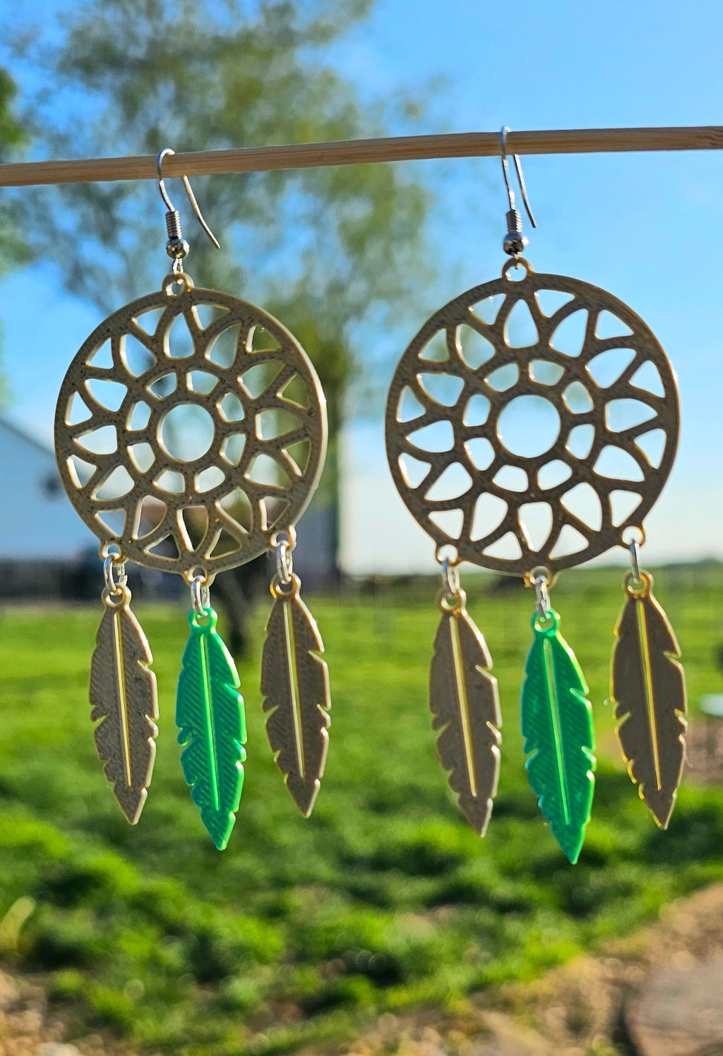 3D Print Dreamcatcher Boho Earrings Made in America by Baha Ranch Western Wear - product image 2