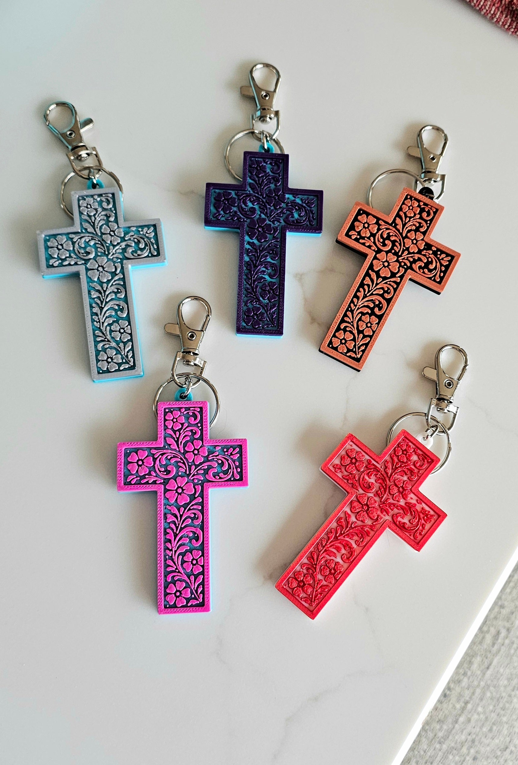 Baha Ranch 3D Faith Tooled Wall Cross or Keychain/Purse Charm Made in America by Baha Ranch Western Wear - product image 3