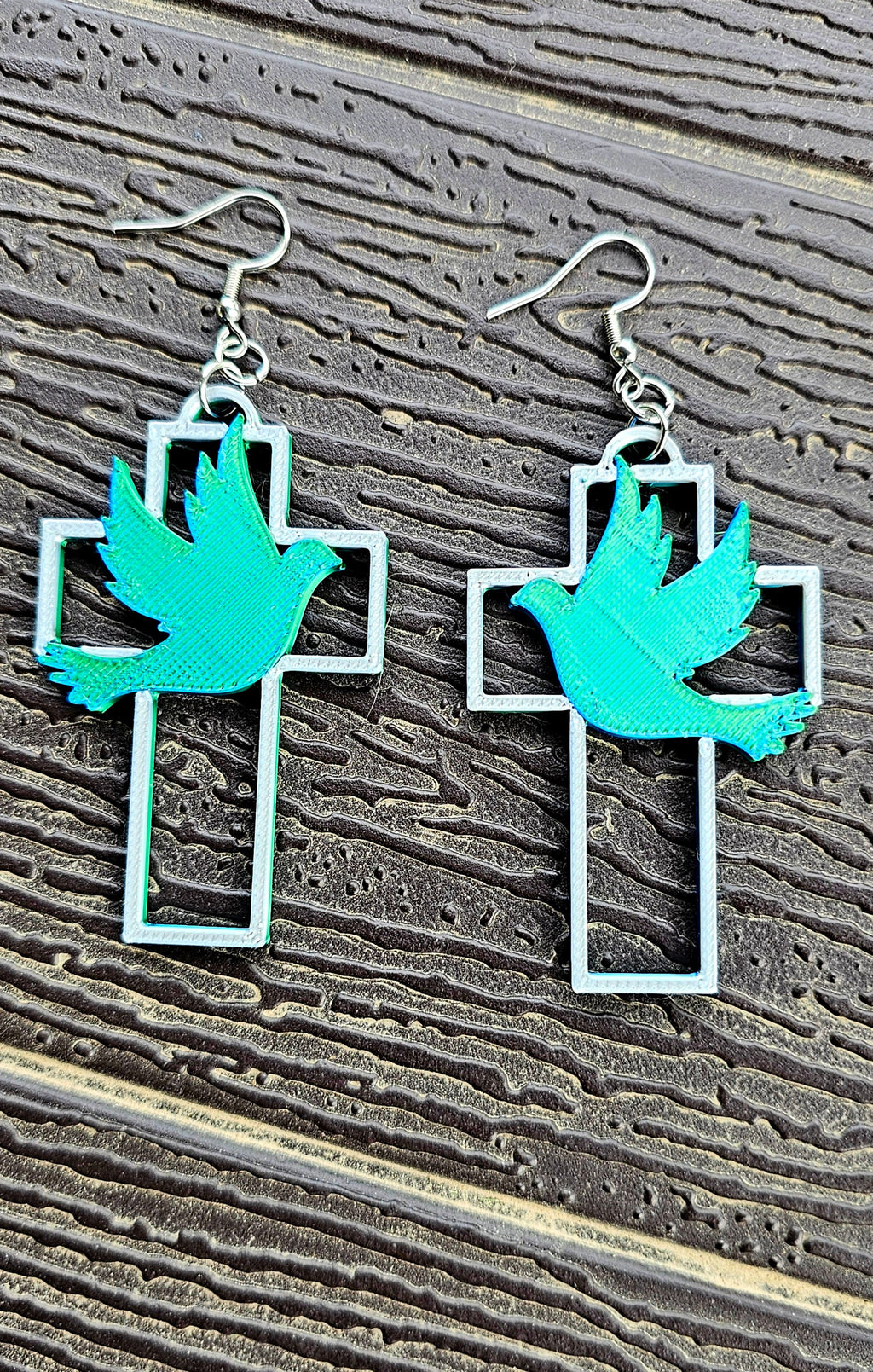 3D Print Christian Cross Faith Earrings Made in America by Baha Ranch Western Wear