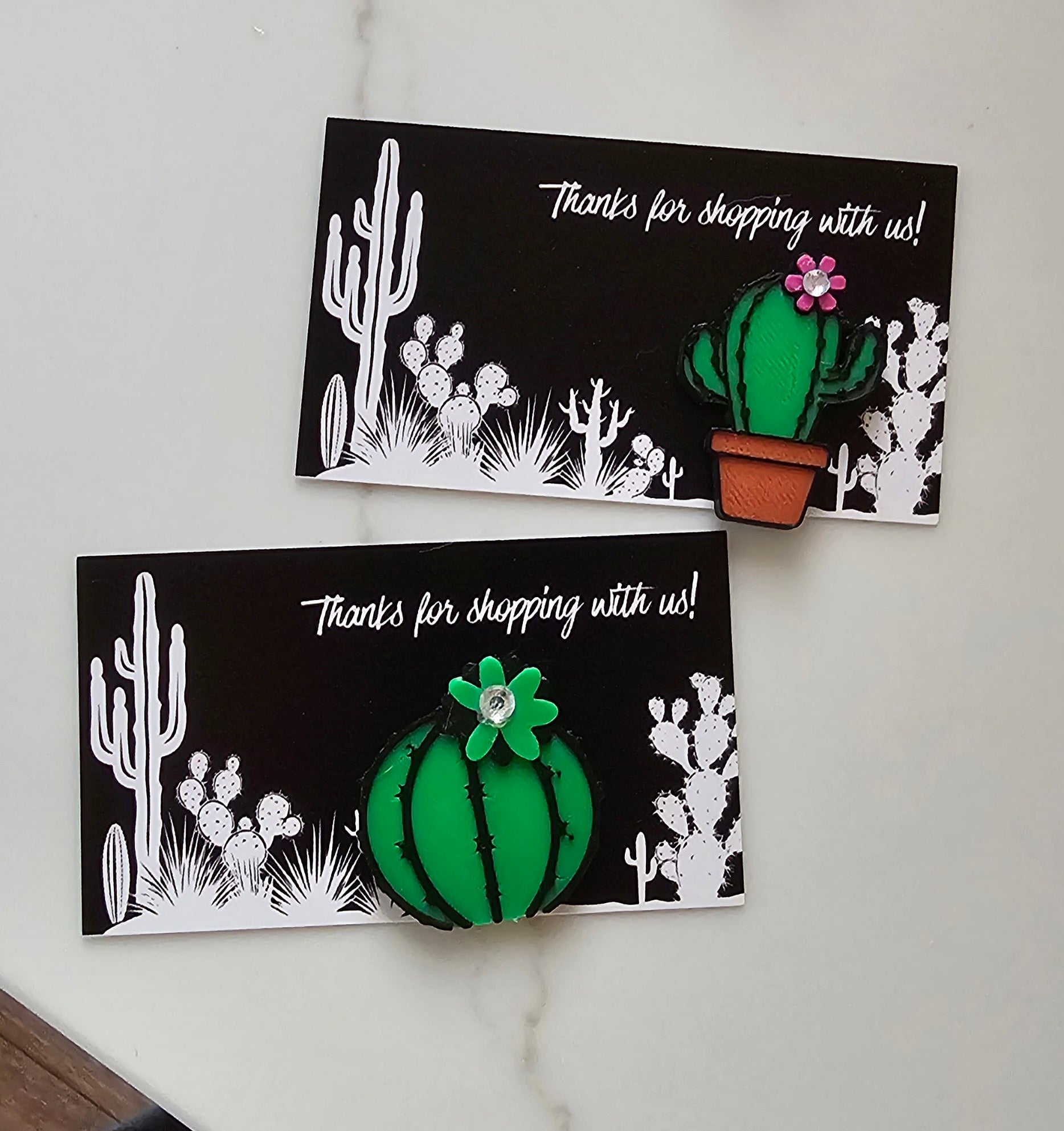 Bag of 25 -Boutique 3d Printed Pins or Magnets Package Inserts Cactus Made in America by Baha Ranch Western Wear
