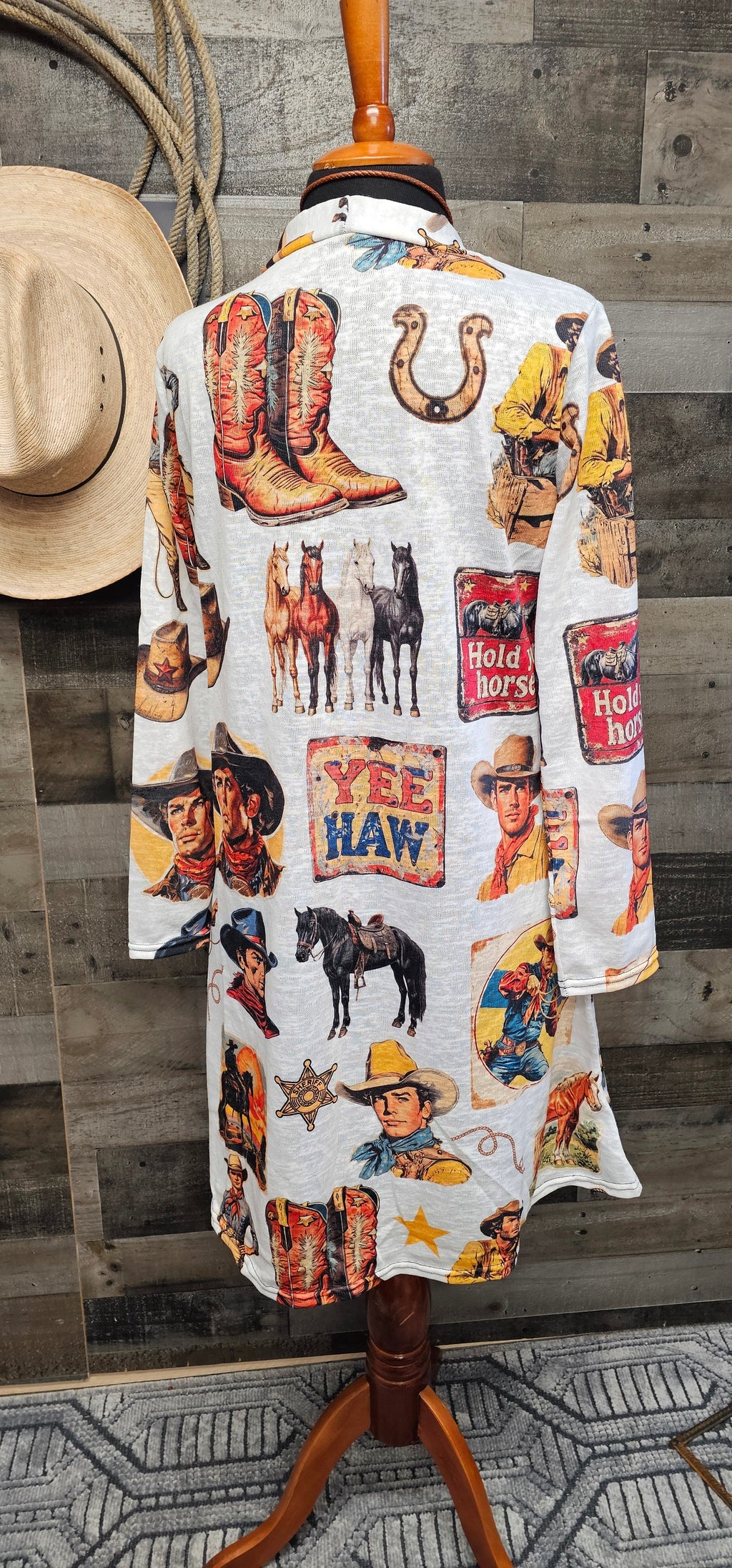Baha Ranch Vintage Cowboy Collage Western Lightweight Cardigan by Baha Ranch Western Wear - product image 3