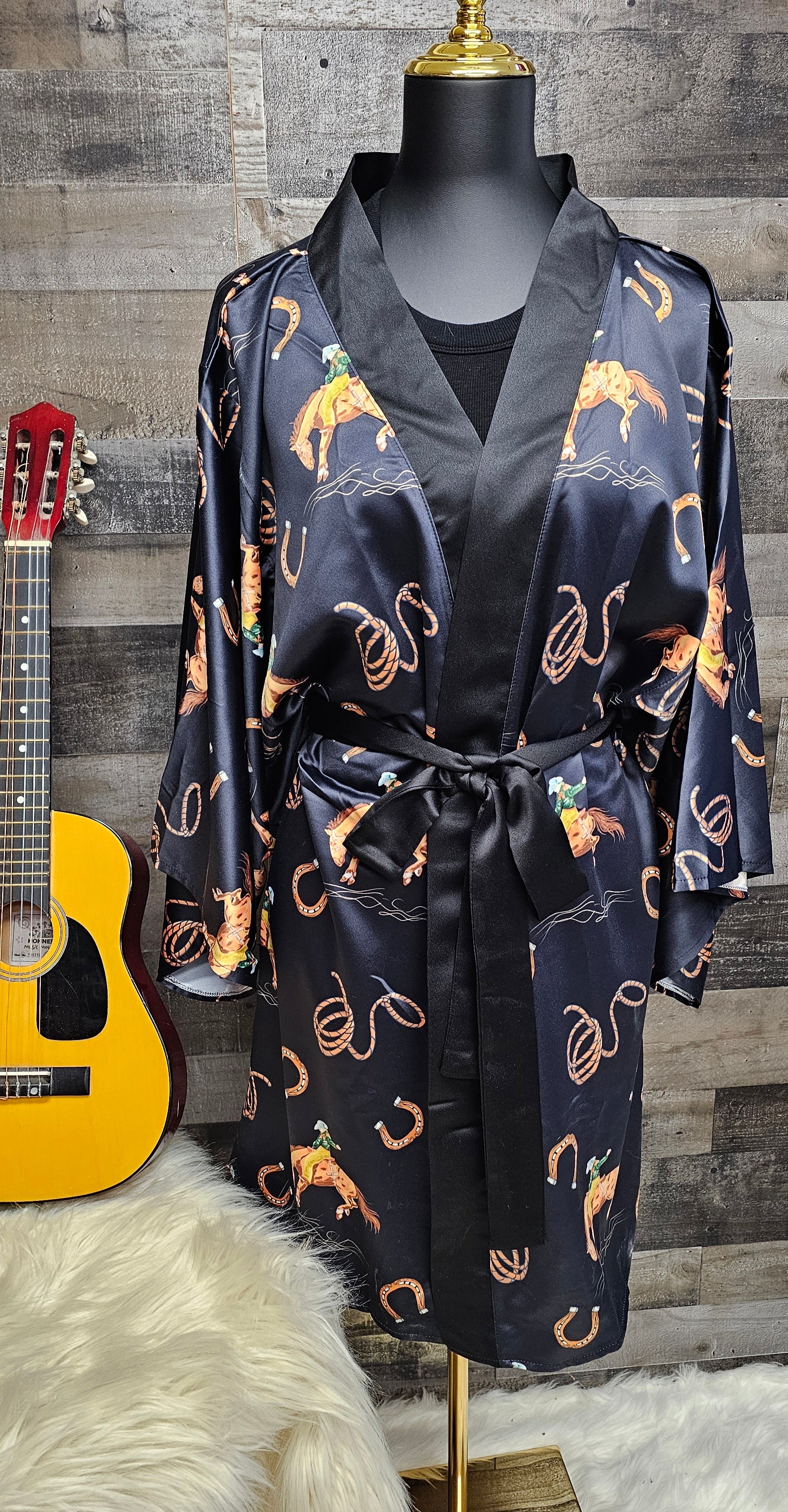 Baha Ranch Rodeo Cowboy Satin Kimono Sleeve Robe by Baha Ranch Western Wear - product image 9