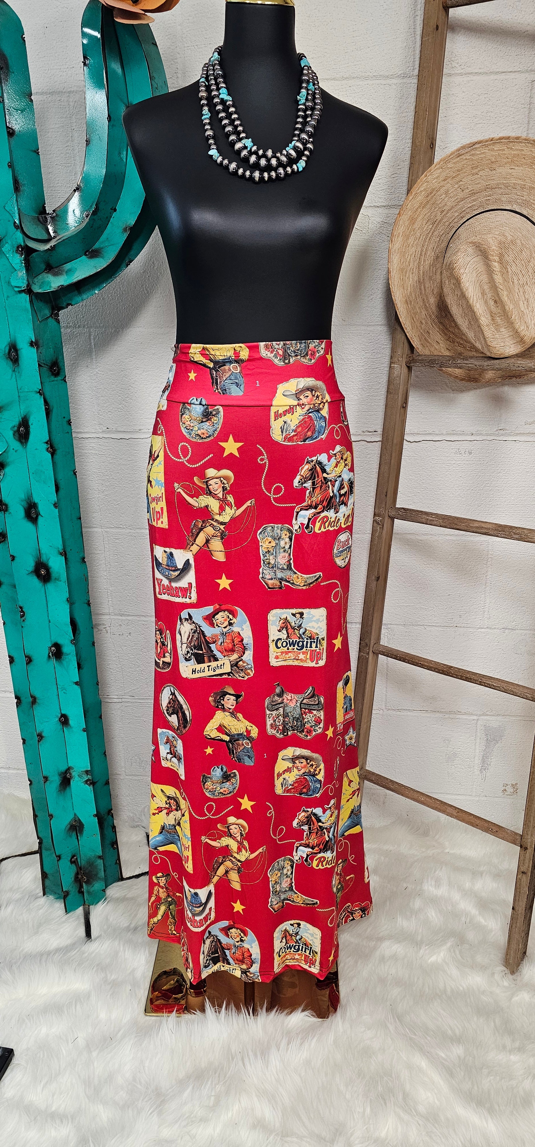 Baha Ranch Vintage Cowgirl Collage Western Maxi Skirt by Baha Ranch Western Wear - product image 2
