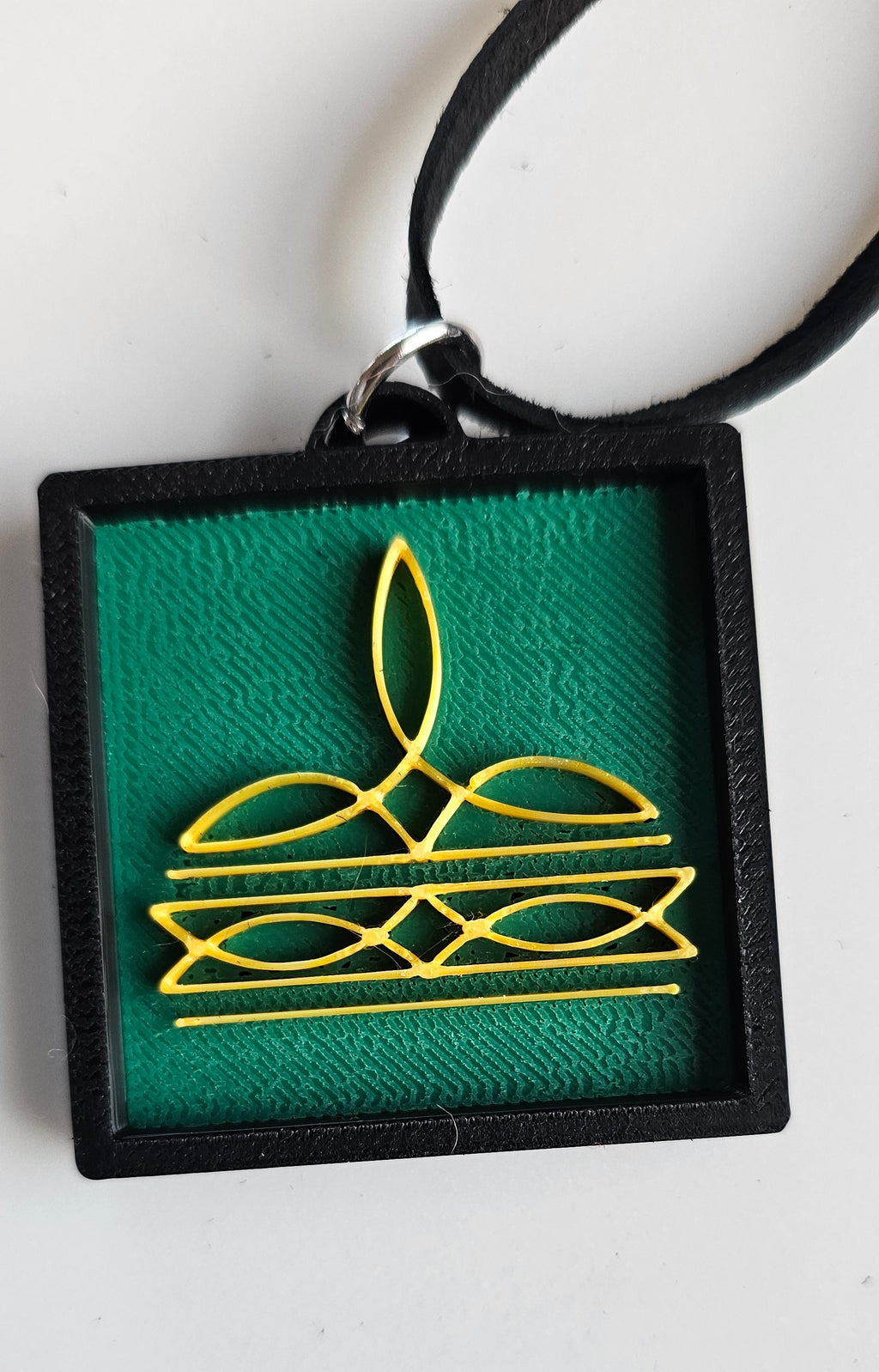 3D Print Picture Necklace on Deerskin Leather Western Bootstitch Made in America by Baha Ranch Western Wear - product image 3