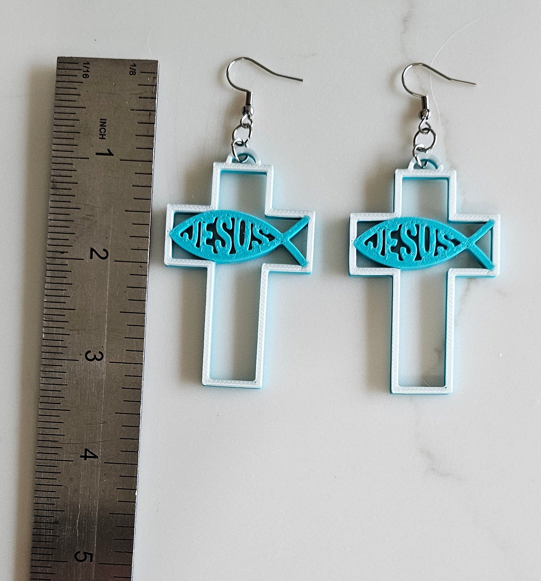 3D Print Christian Cross Faith Earrings Made in America by Baha Ranch Western Wear - product image 2