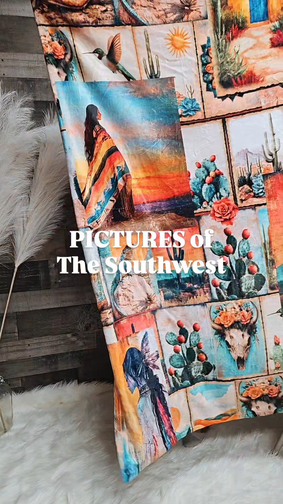 Baha Ranch Colores De Mexico Pictures of the Southwest 60" x 80" Throw Blanket Made In America by Baha Ranch Western Wear...