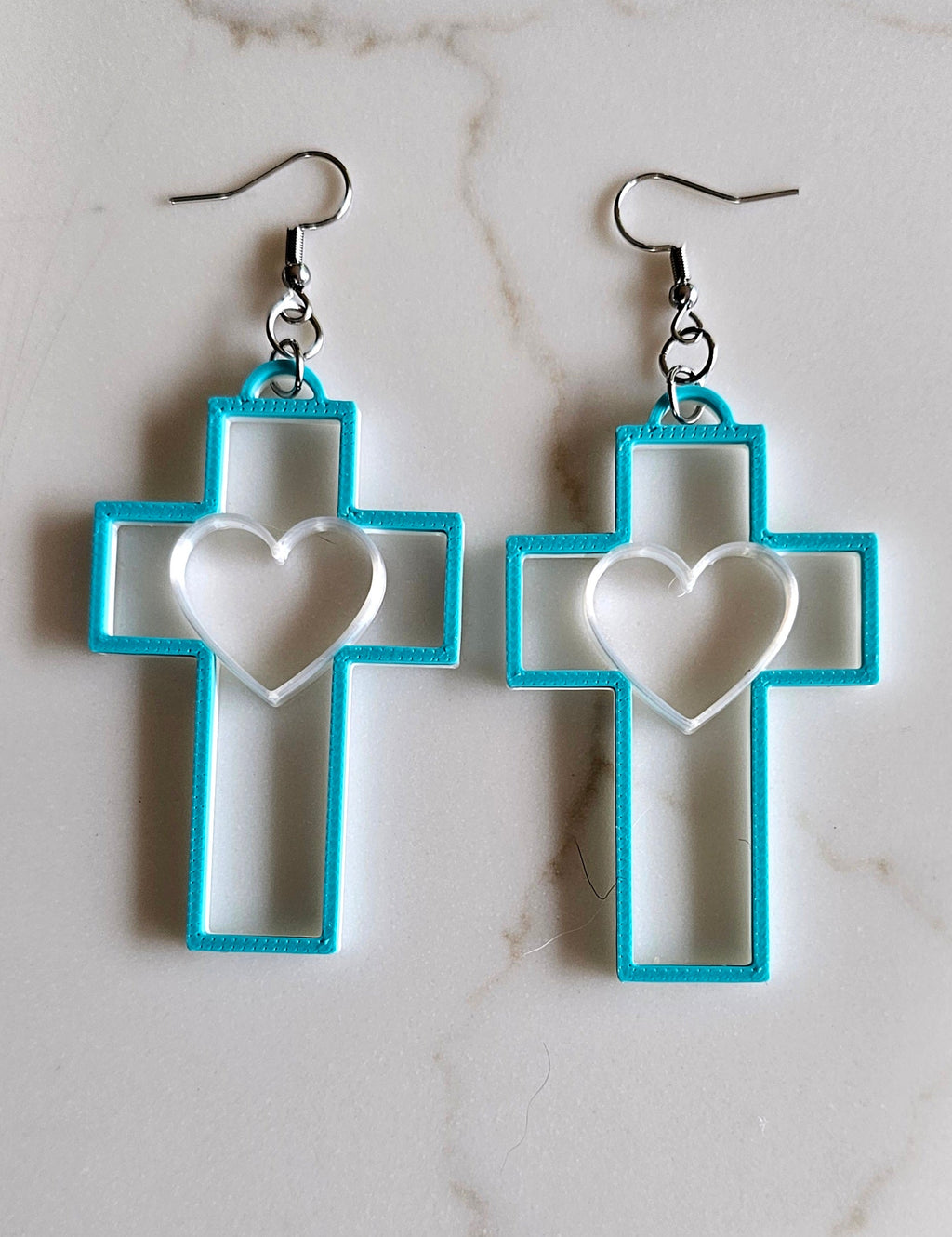 3D Print Christian Cross Faith Earrings Made in America by Baha Ranch Western Wear