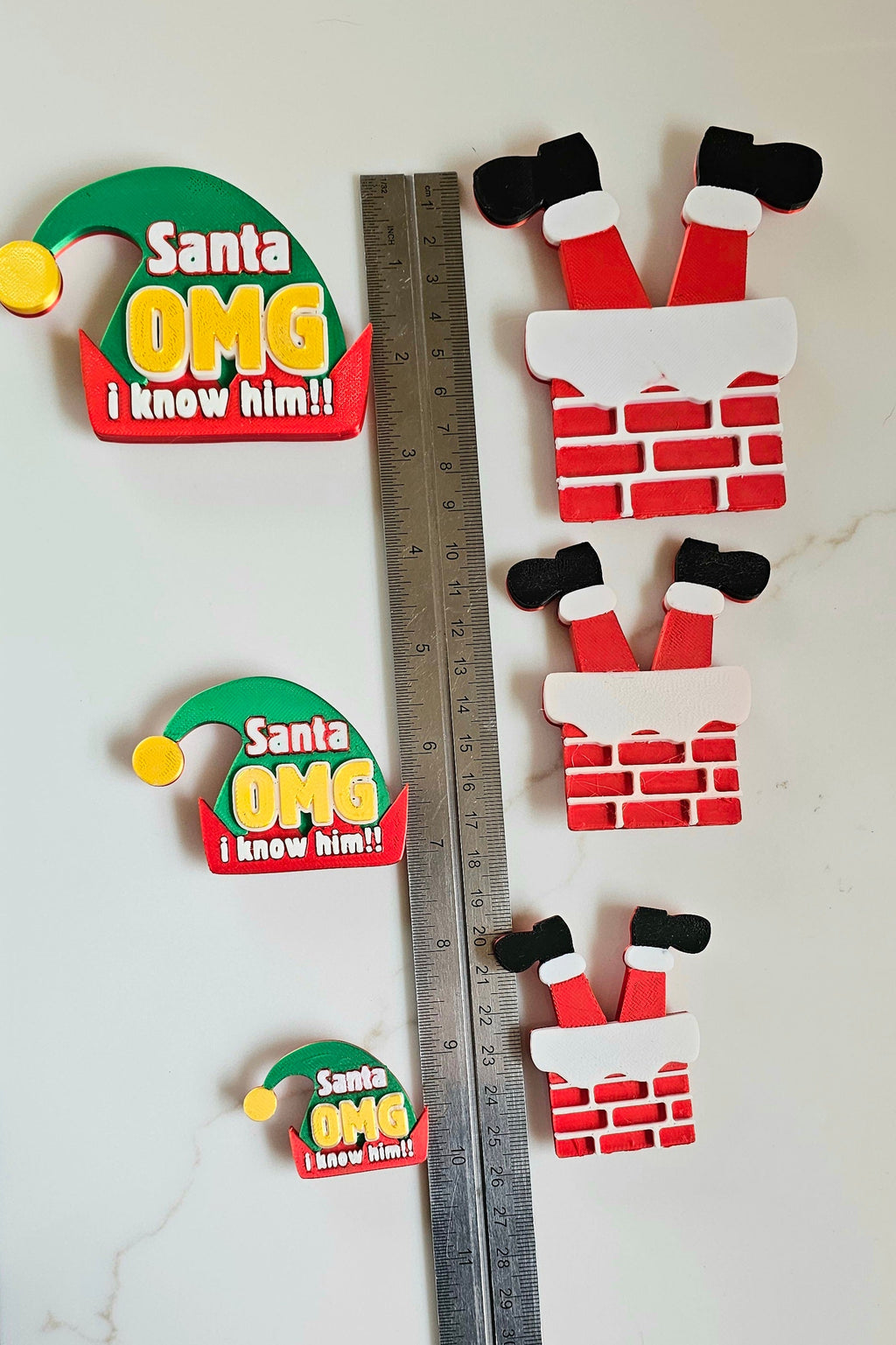 set of 2 Santa Elf I Know Him Hat Magnets Christmas Made in America Choice of Sizes by Baha Ranch Western Wear - product...