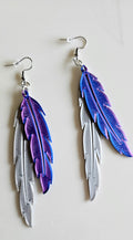 3D Print Double Feather Boho Earrings Made in America by Baha Ranch Western Wear