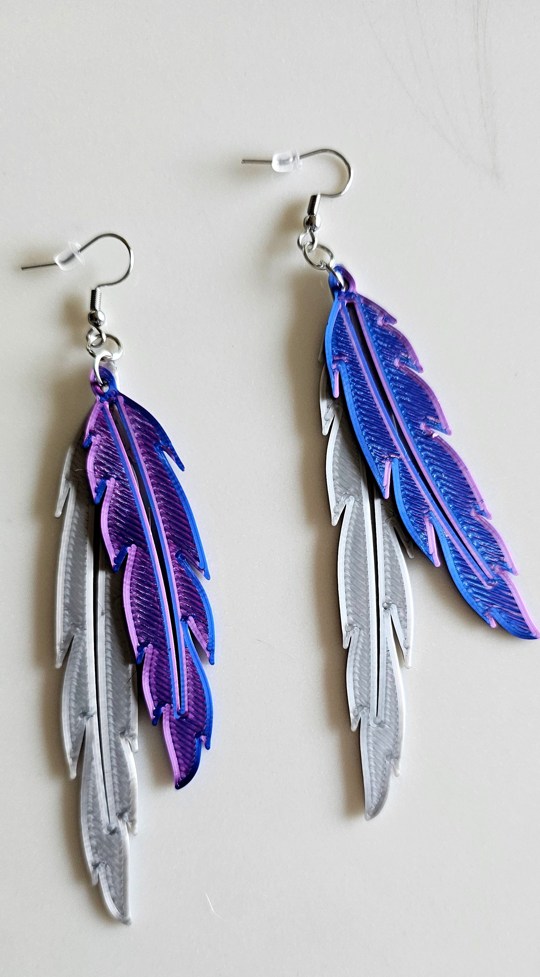 3D Print Double Feather Boho Earrings Made in America by Baha Ranch Western Wear