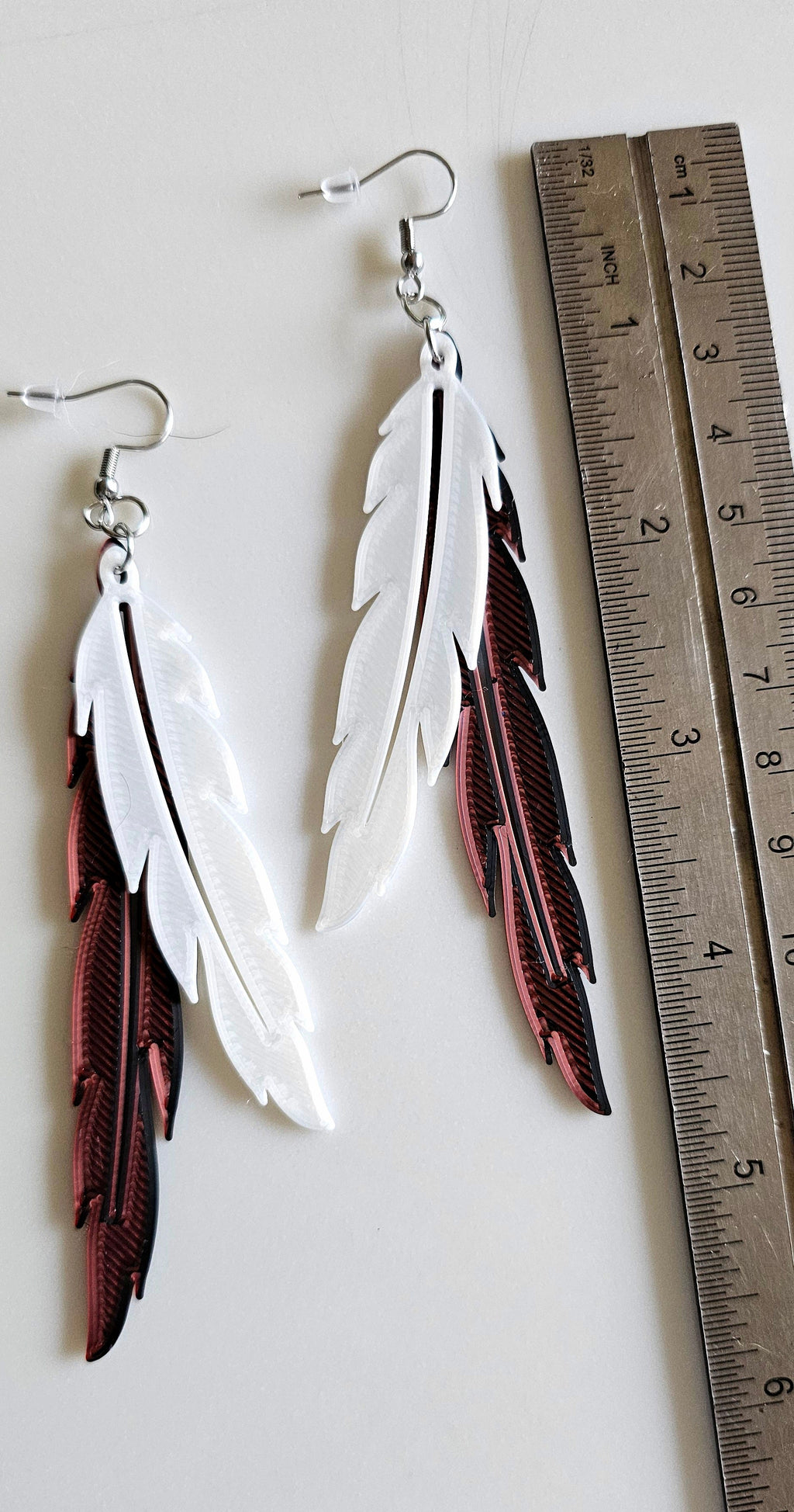 3D Print Double Feather Boho Earrings Made in America by Baha Ranch Western Wear - product image 2