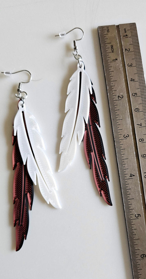3D Print Double Feather Boho Earrings Made in America by Baha Ranch Western Wear - product image 2