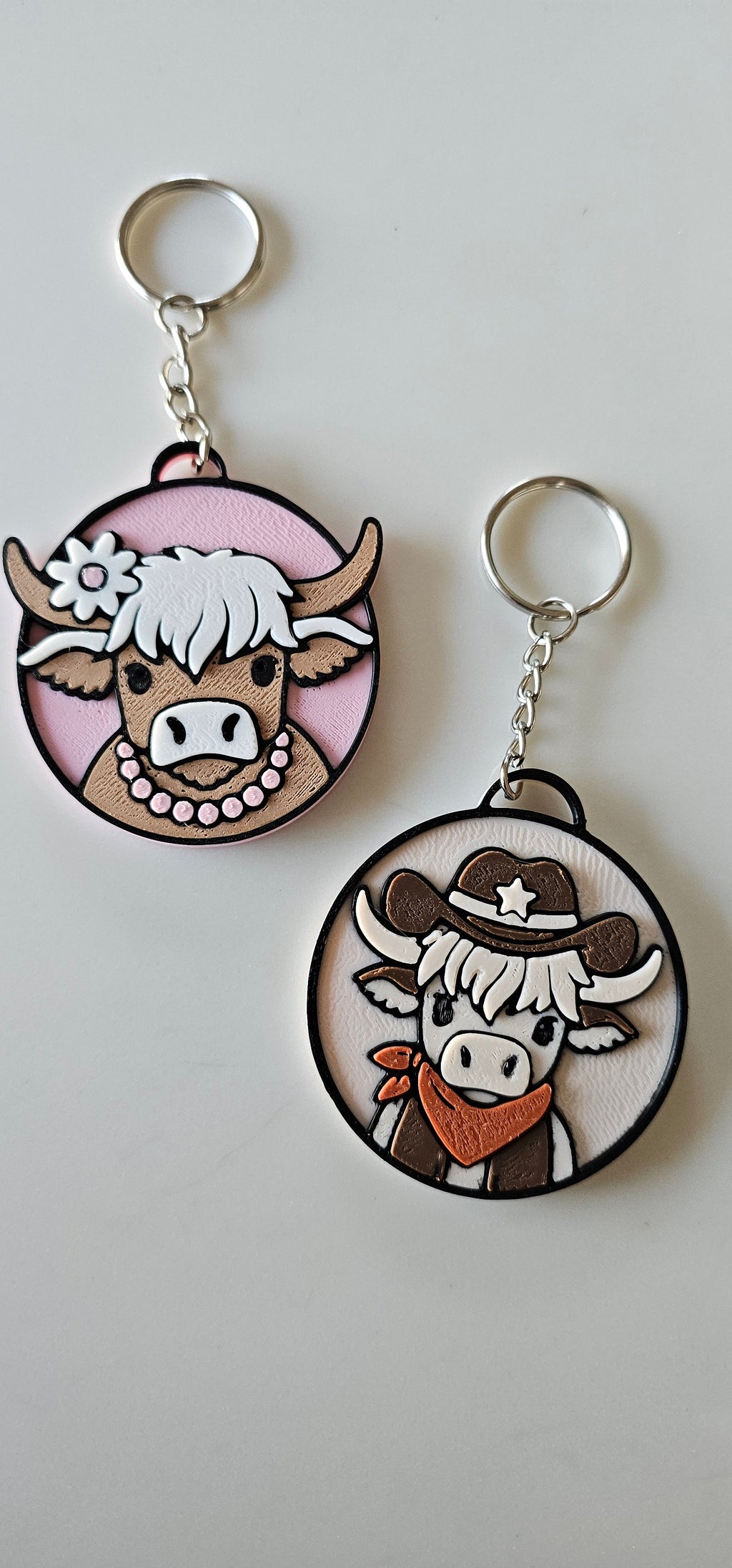 3d Western Cowgirl Cowboy Highland Cow Theme - Necklace, Purse Charm, Earrings, Keychain, Magnet by Baha Ranch Western...