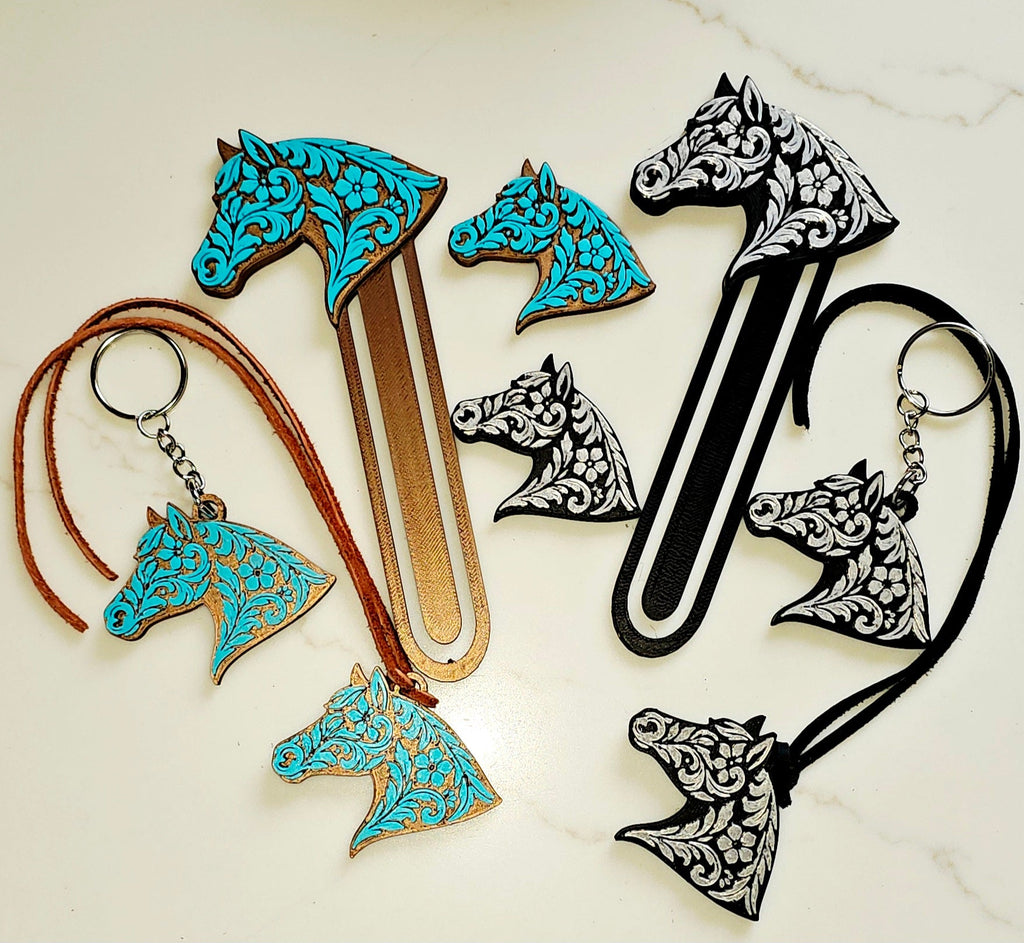 Baha Ranch Year of the Horse Tooled 3d Print Bookmark Keychain Hatpin Magnet Purse Charm Made in America by Baha Ranch...