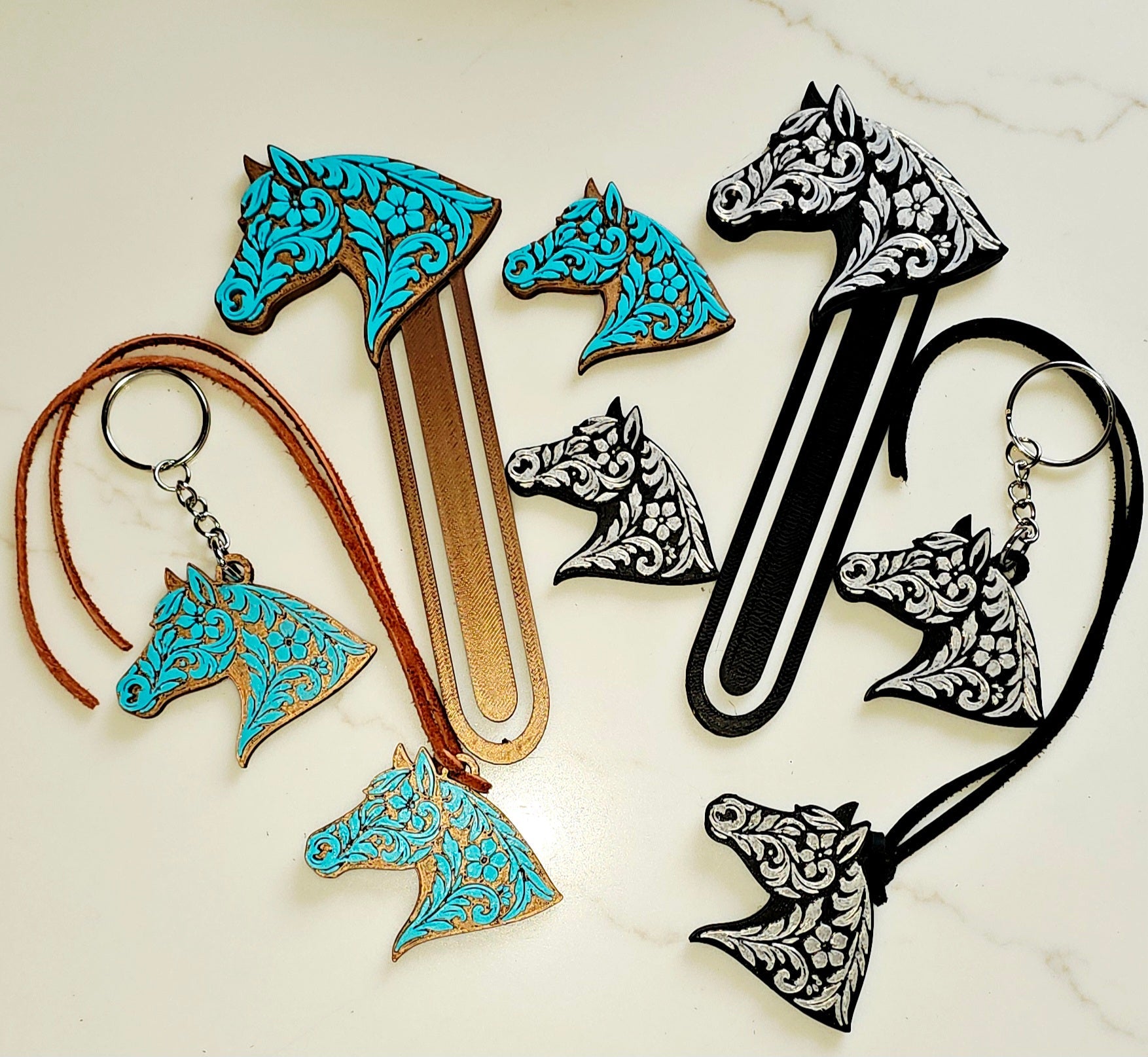 Baha Ranch Year of the Horse Tooled 3d Print Bookmark Keychain Hatpin Magnet Purse Charm Made in America by Baha Ranch...