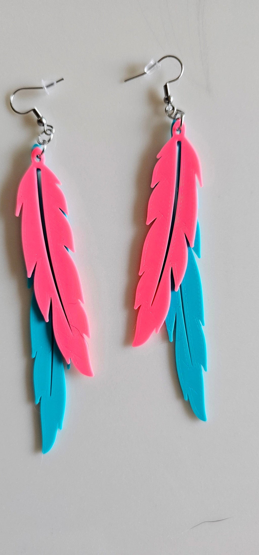 3D Print Double Feather Boho Earrings Made in America by Baha Ranch Western Wear