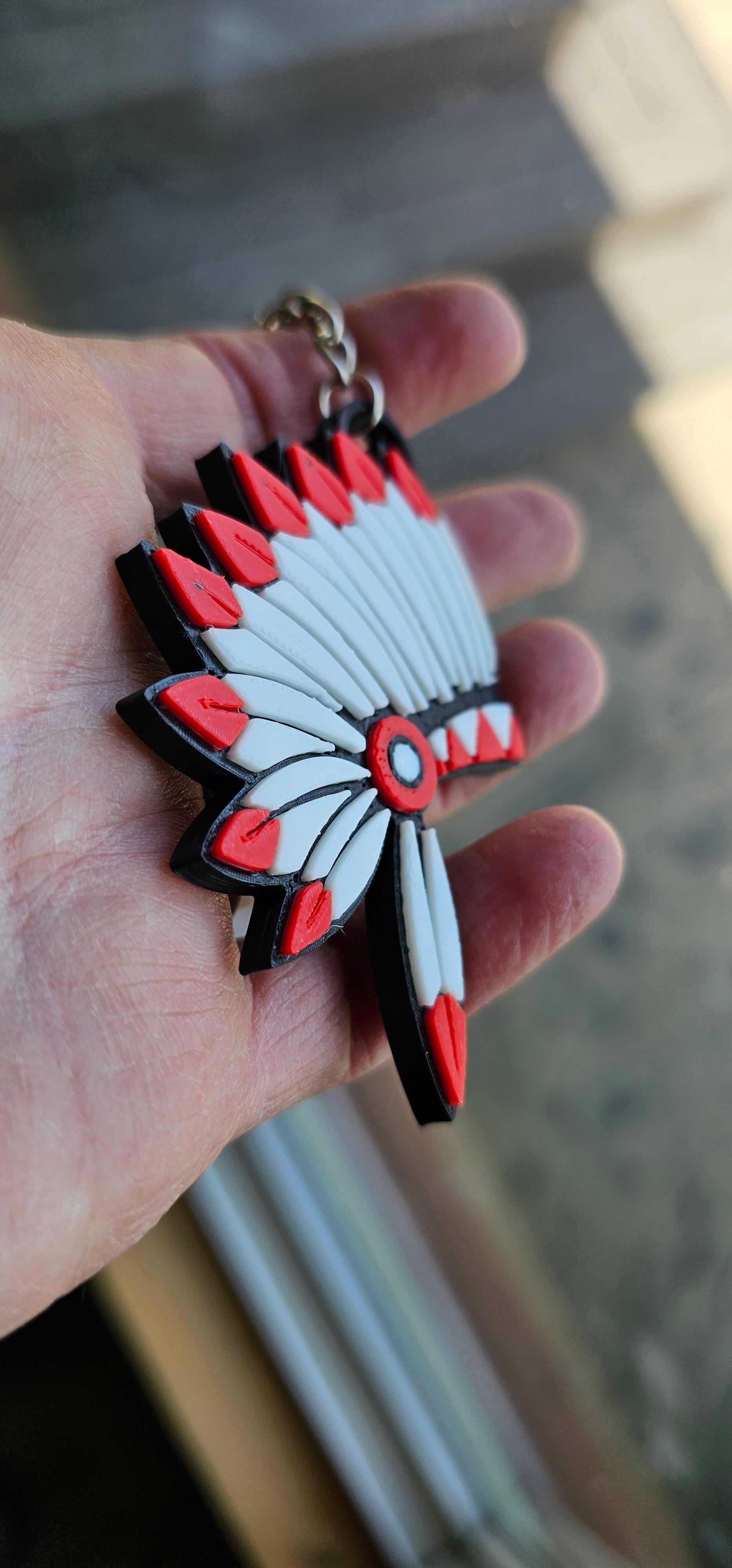 3D Print Chiefs Kc 15 Mahomes Kansas City Kelce Football Indian Headdress Keychain by Baha Ranch Western Wear - product...