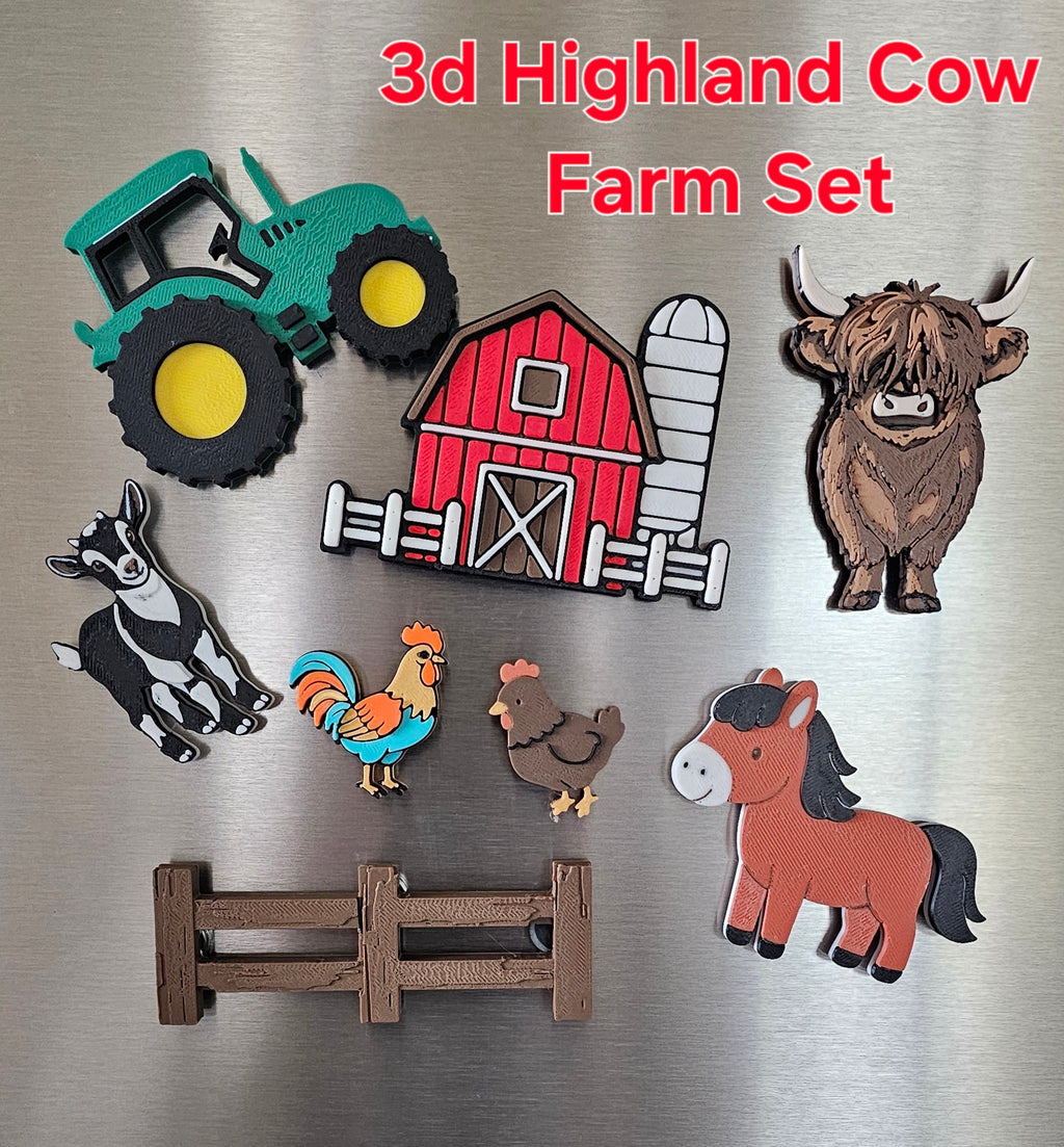 3D Highland Cow Farm Magnet Gift Set by Baha Ranch Western Wear