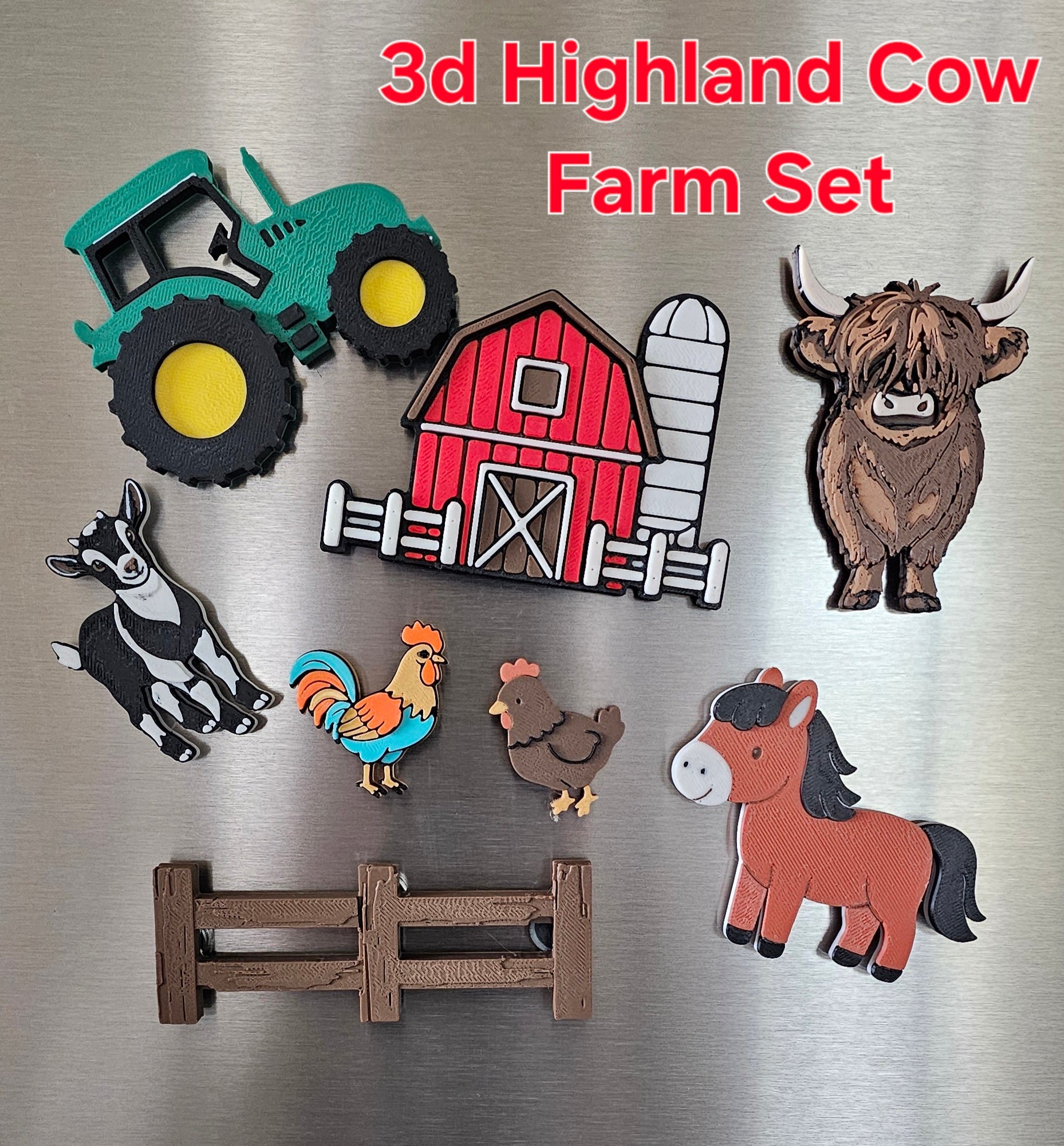 3D Highland Cow Farm Magnet Gift Set by Baha Ranch Western Wear