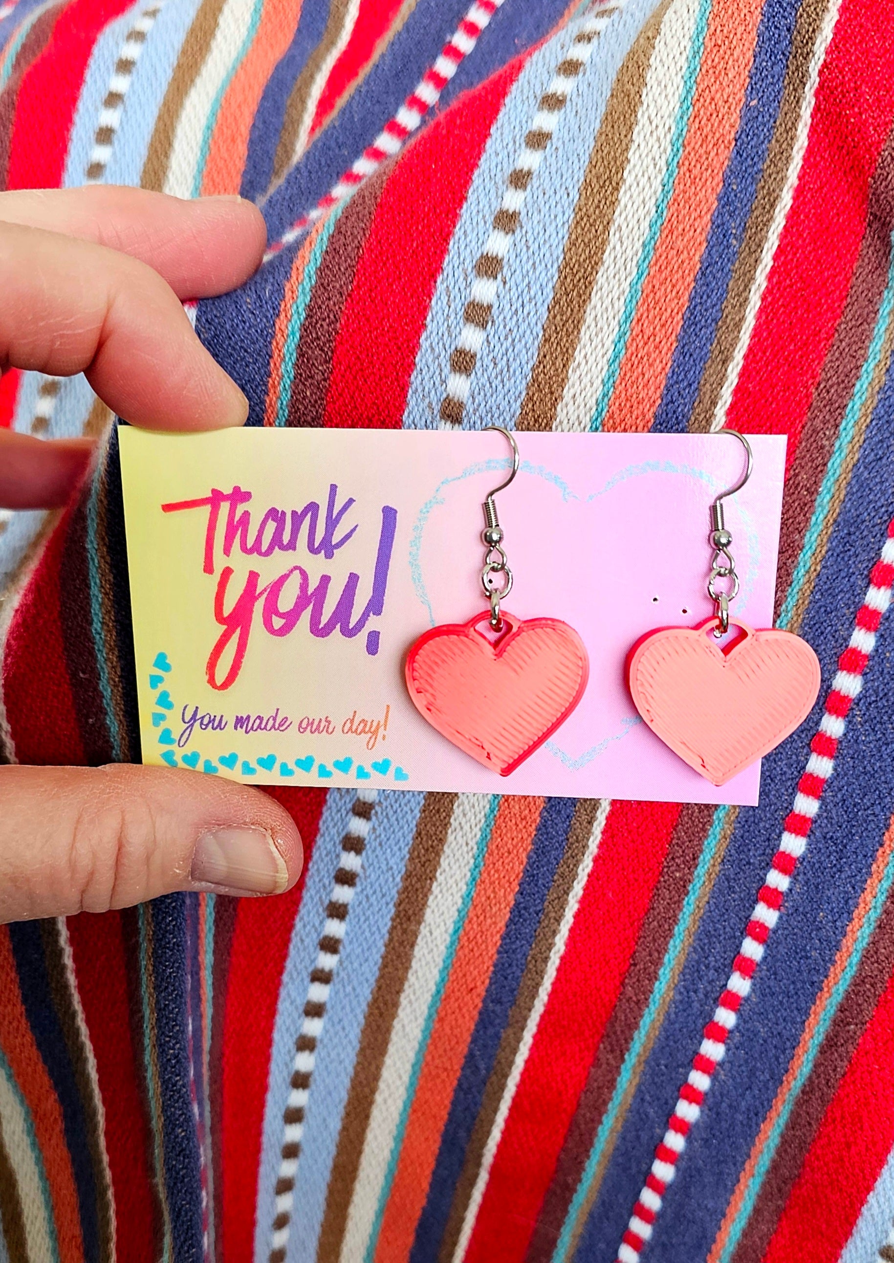 Bag of 20 -Boutique 3d Printed Package Inserts Heart Dangle Earrings Made in America by Baha Ranch Western Wear - product...