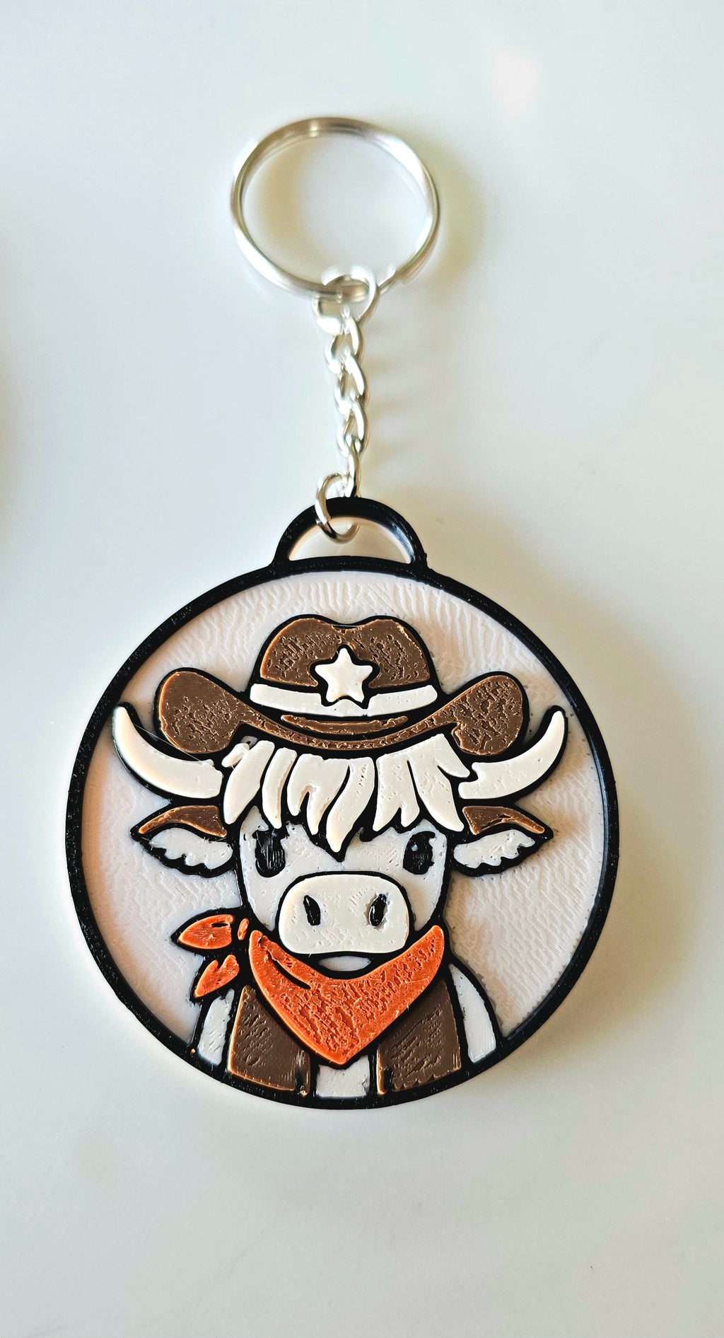 3d Printed Cowboy Cowgirl Highland Cow Cute Keychain by Baha Ranch Western Wear - product image 5