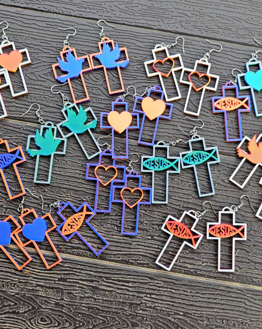 3D Print Christian Cross Faith Earrings Made in America by Baha Ranch Western Wear - product image 2