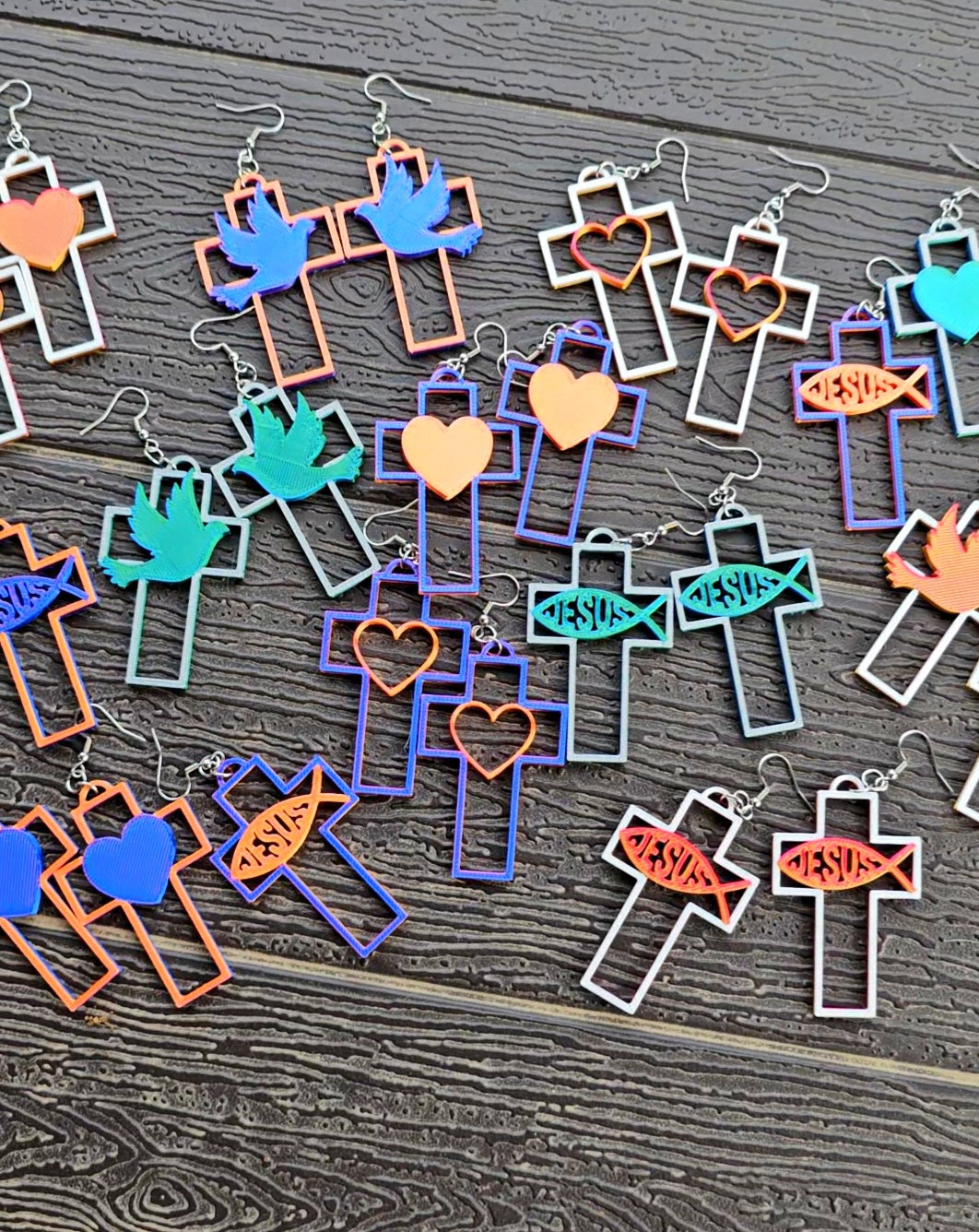 3D Print Christian Cross Faith Earrings Made in America by Baha Ranch Western Wear - product image 2