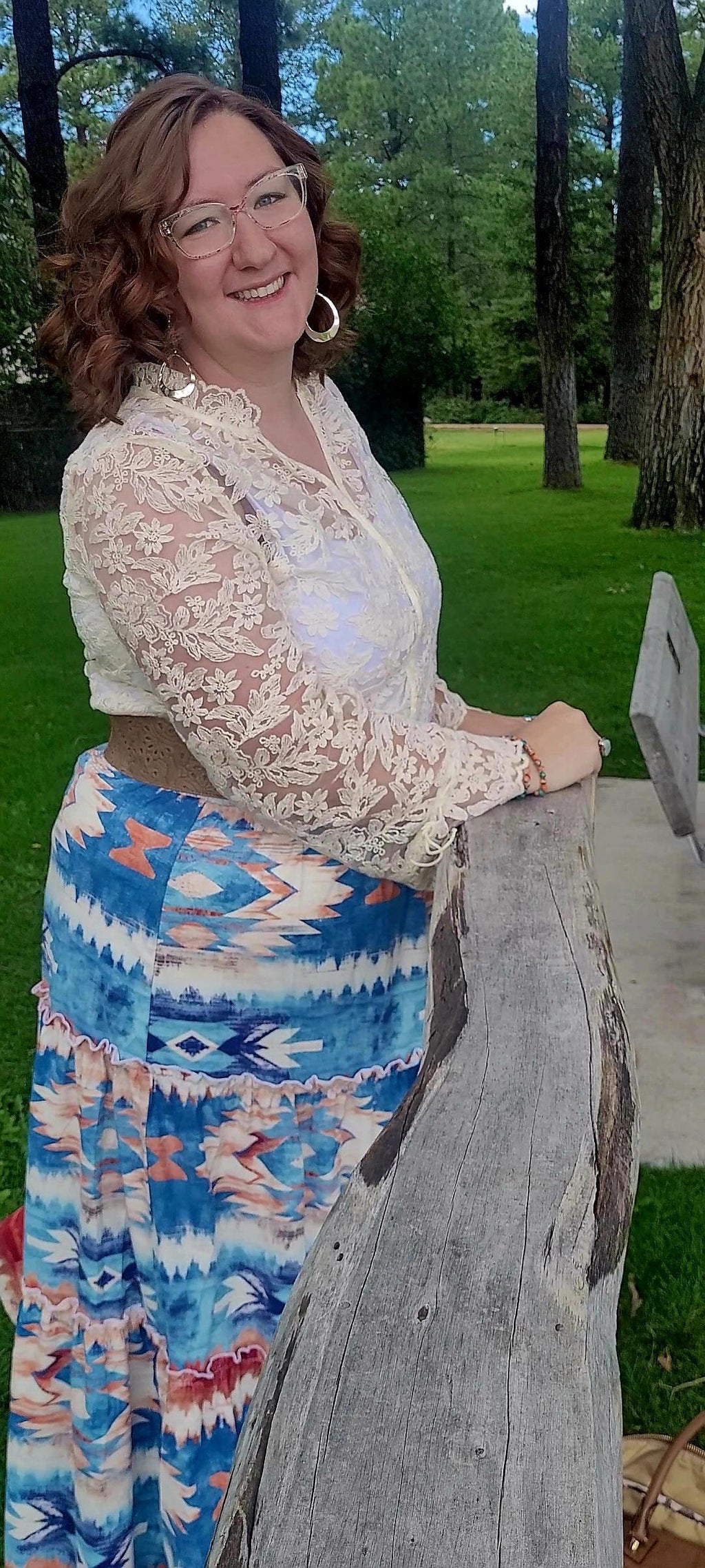 Baha Ranch Blue Aztec Western Prairie Tiered Maxi Skirt by Baha Ranch Western Wear - product image 5