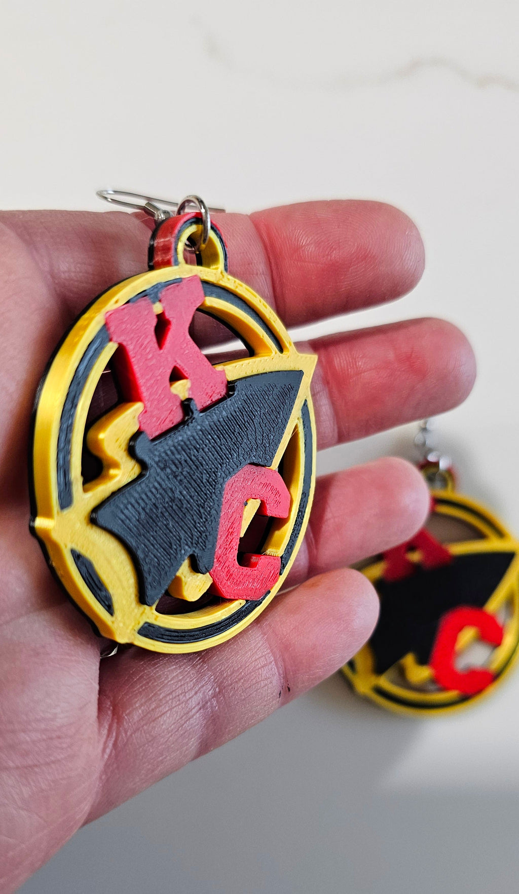 3D Print Kansas City Arrowhead Football Chiefs Earrings Made in America by Baha Ranch Western Wear - product image 3