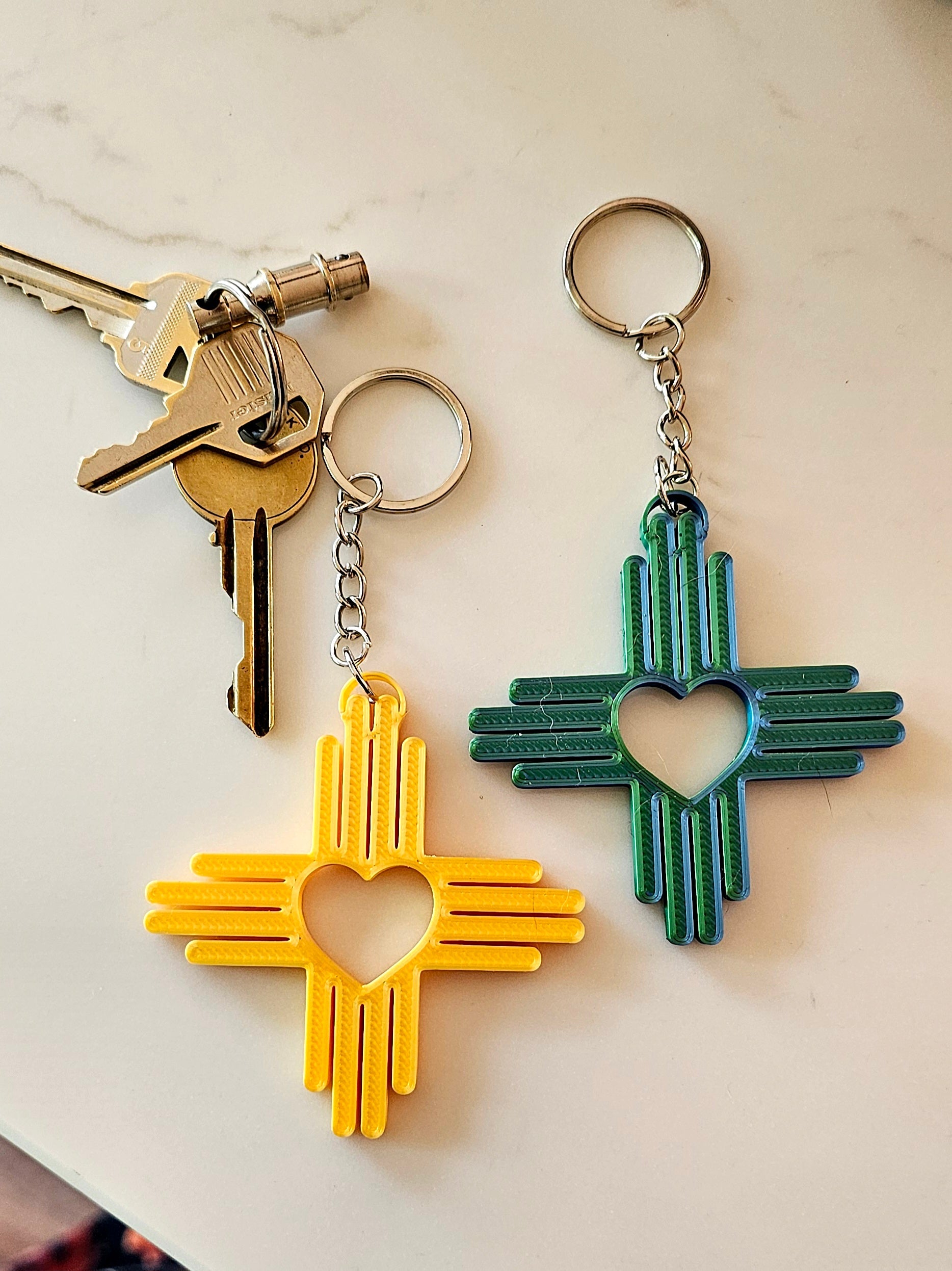 3D Print New Mexico Zia Heart Keychain Made in America by Baha Ranch Western Wear