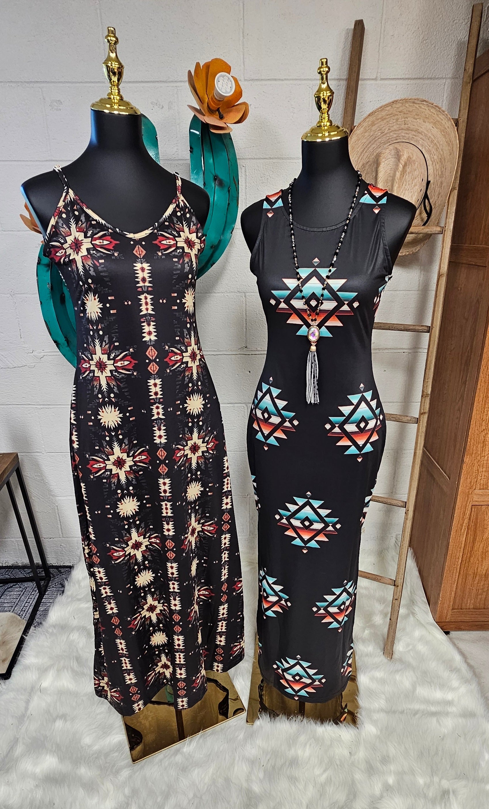 Baha Ranch Black and Tan Southwestern Aztec Western Maxi Dress by Baha Ranch Western Wear - product image 2