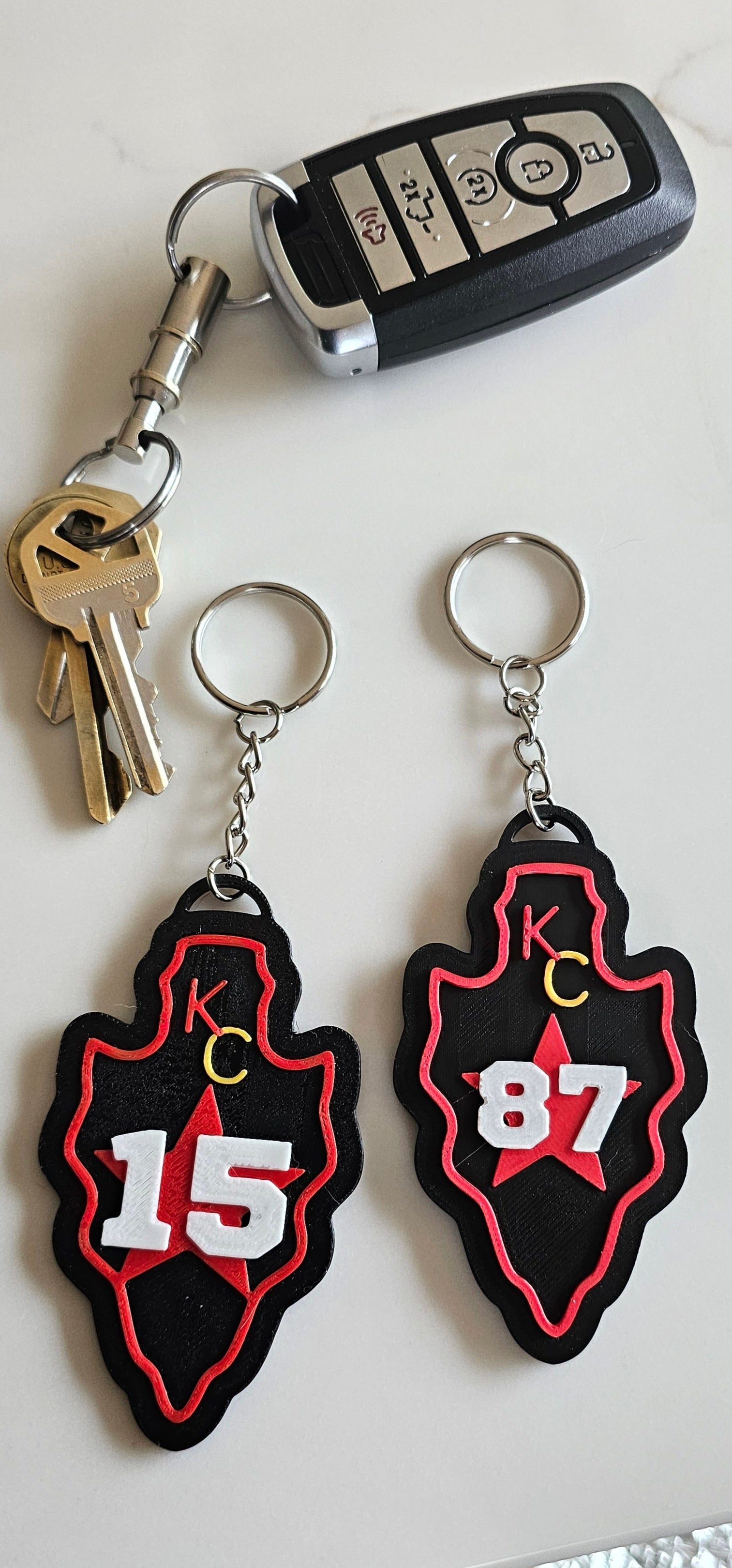 3D Print Chiefs Arrowhead Kc 15 Mahomes Kansas City 87 Kelce Football Keychain Made in America by Baha Ranch Western Wear