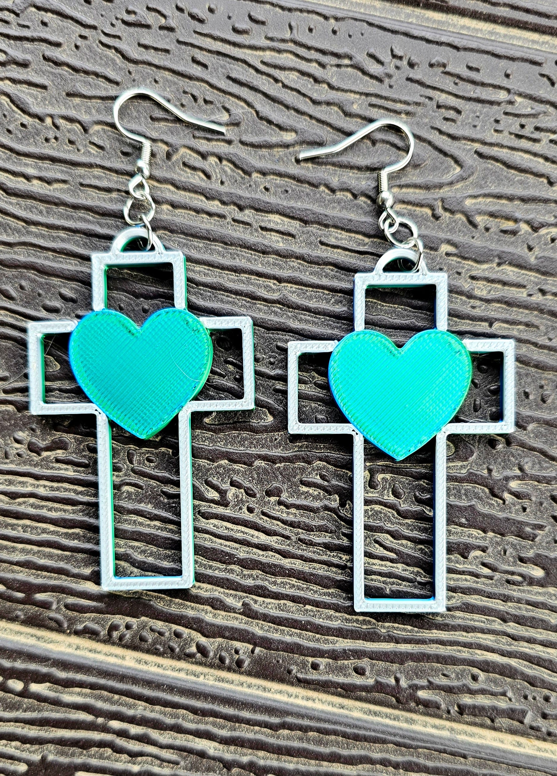 3D Print Christian Cross Faith Earrings Made in America by Baha Ranch Western Wear