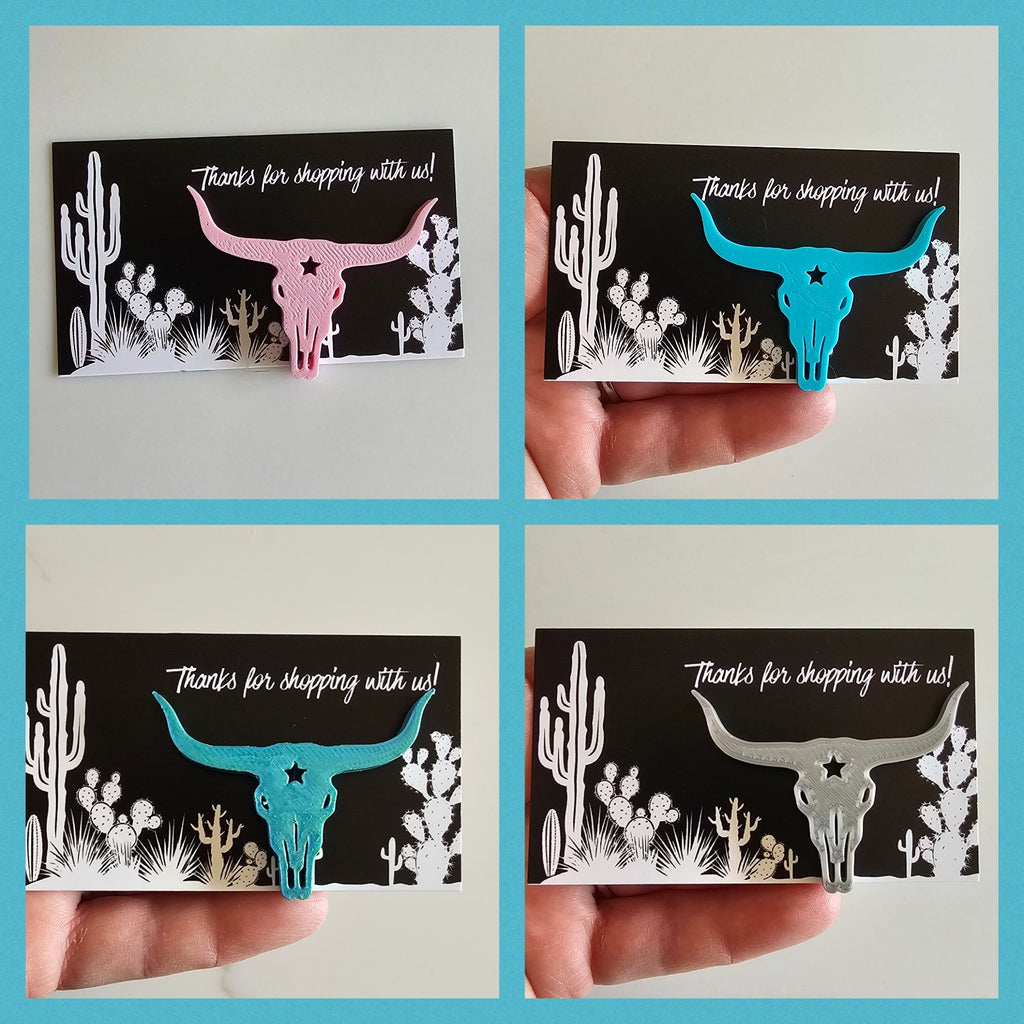Bag of 25 -Boutique 3d Printed Package Inserts Longhorn Bull Skull Made in America by Baha Ranch Western Wear