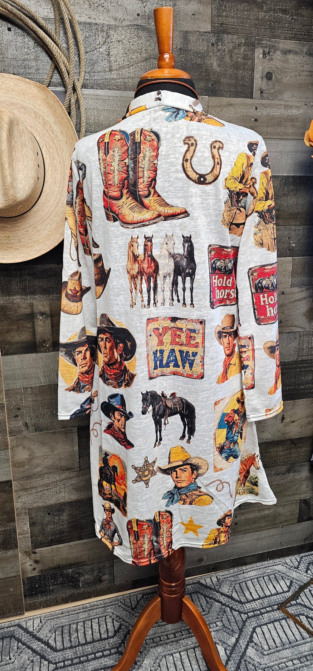 Baha Ranch Vintage Cowboy Collage Western Lightweight Cardigan by Baha Ranch Western Wear - product image 11