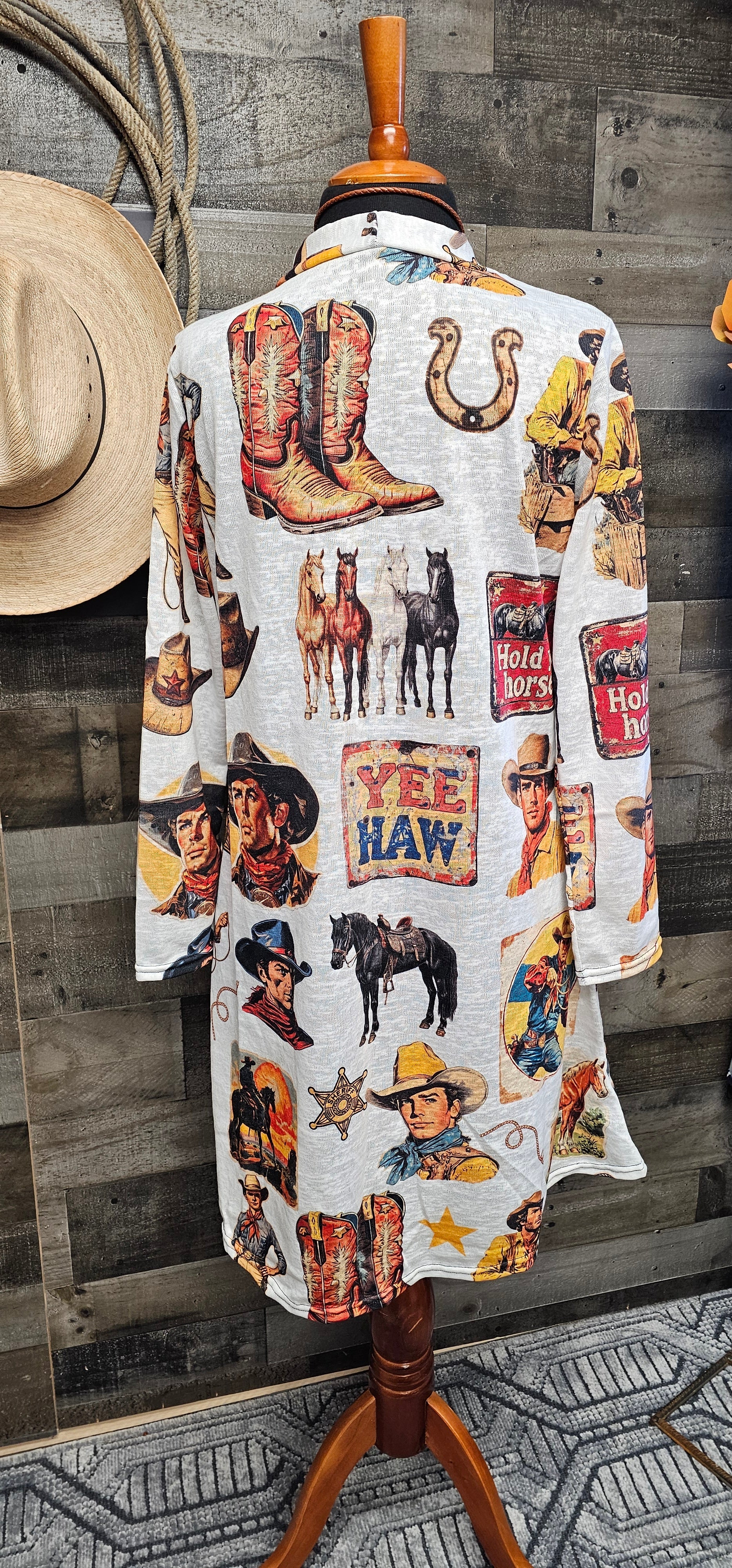 Baha Ranch Vintage Cowboy Collage Western Lightweight Cardigan by Baha Ranch Western Wear - product image 11