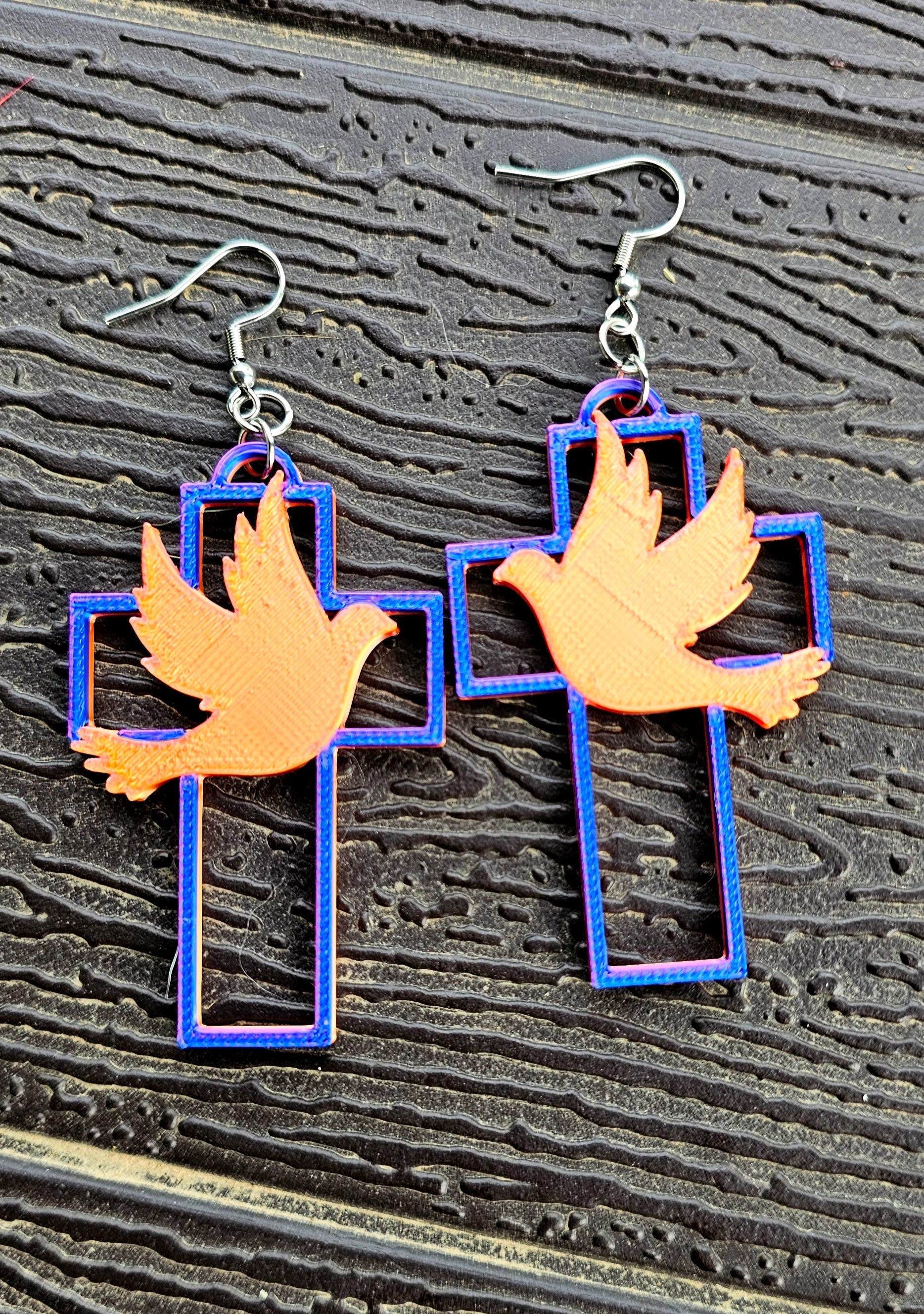 3D Print Christian Cross Faith Earrings Made in America by Baha Ranch Western Wear