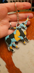 Baha Ranch 3D Print Turquoise Longhorn Made in America Keychain Magnet Purse Charm by Baha Ranch Western Wear - product...