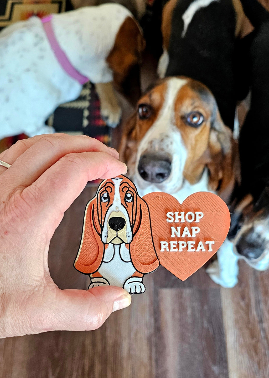 3d Print Basset Hound Cute Funny Shopping Hat Pin or Magnet by Baha Ranch Western Wear - product image 2
