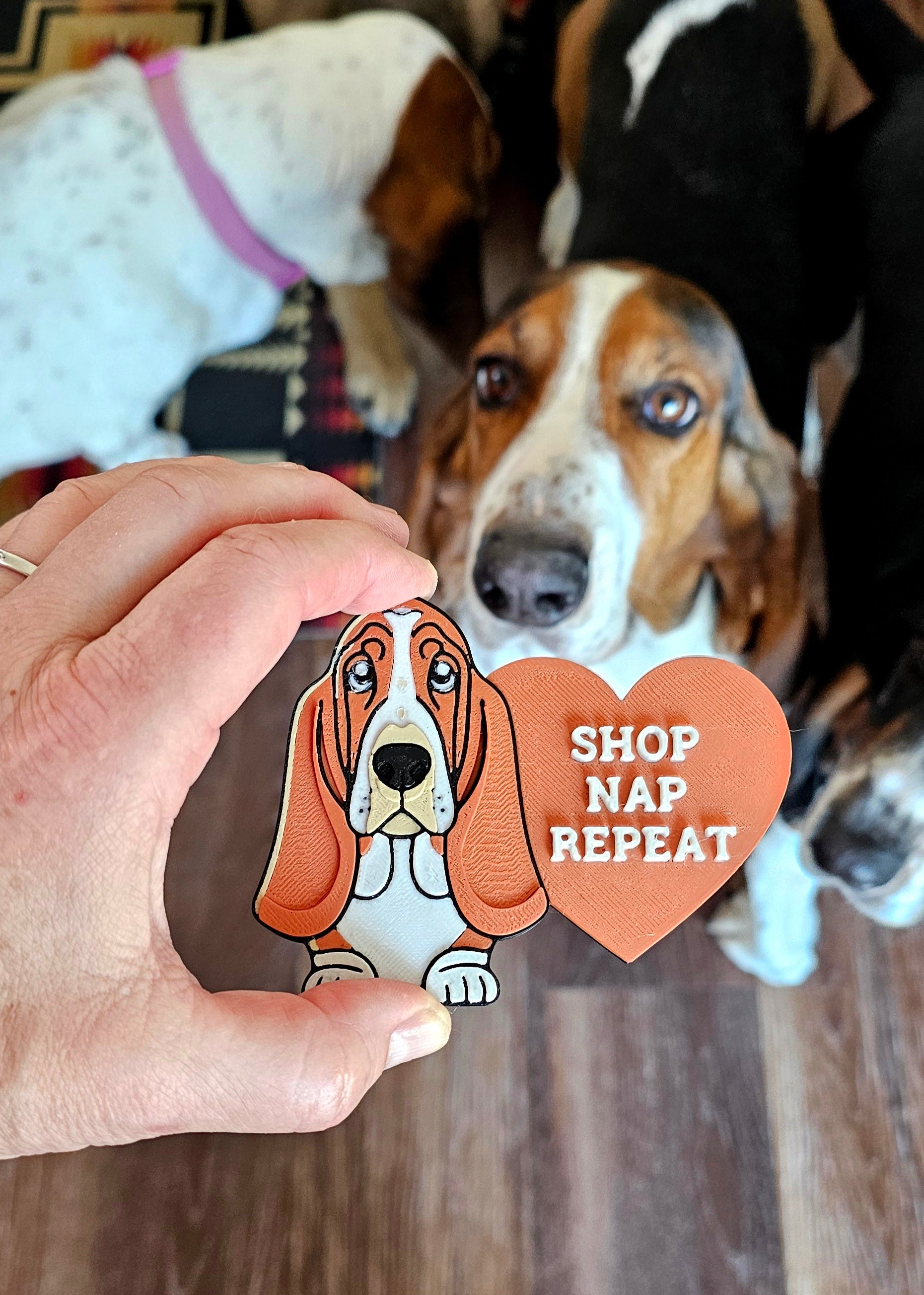 3d Print Basset Hound Cute Funny Shopping Hat Pin or Magnet by Baha Ranch Western Wear - product image 2