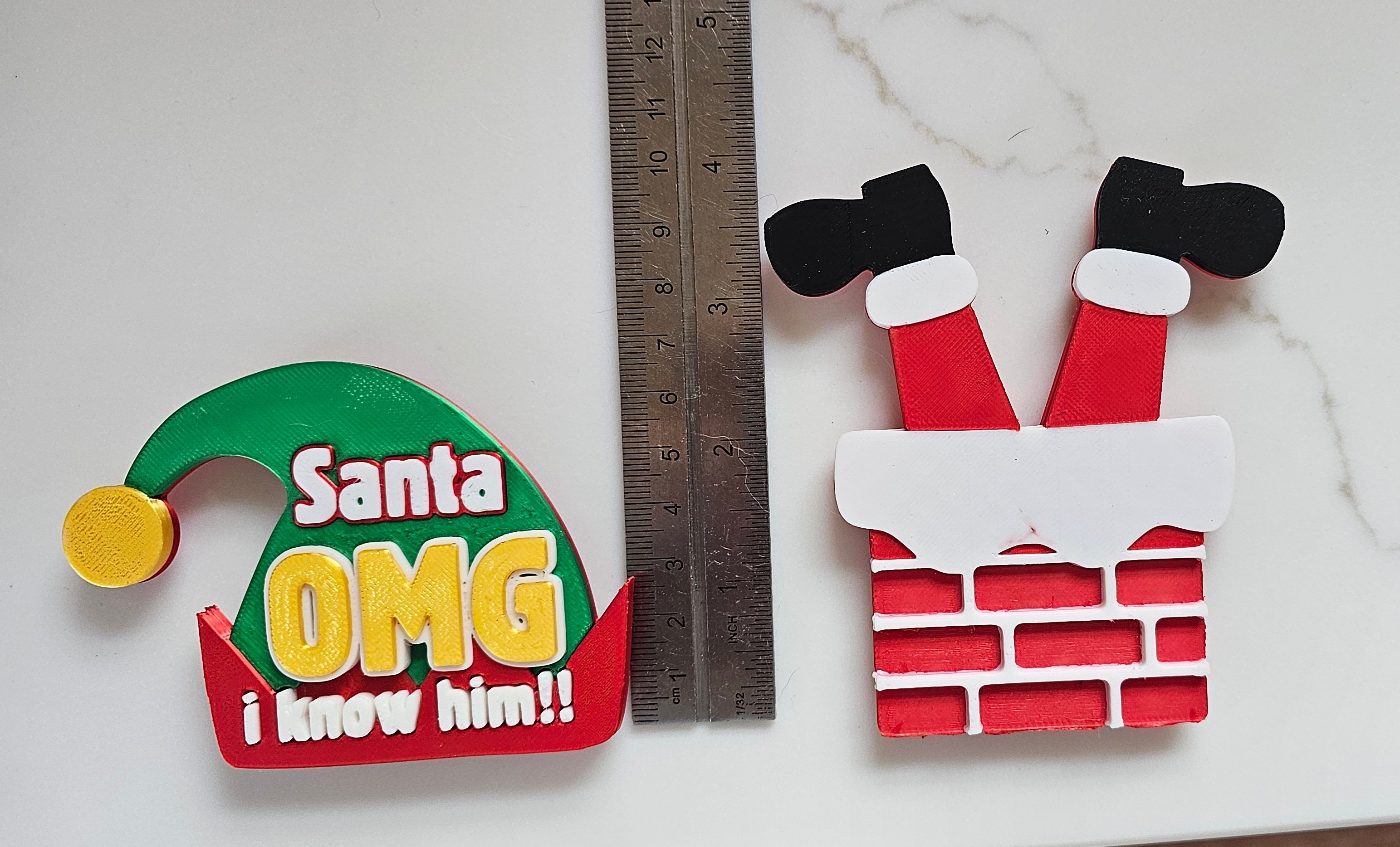 set of 2 Santa Elf I Know Him Hat Magnets Christmas Made in America Choice of Sizes by Baha Ranch Western Wear - product...