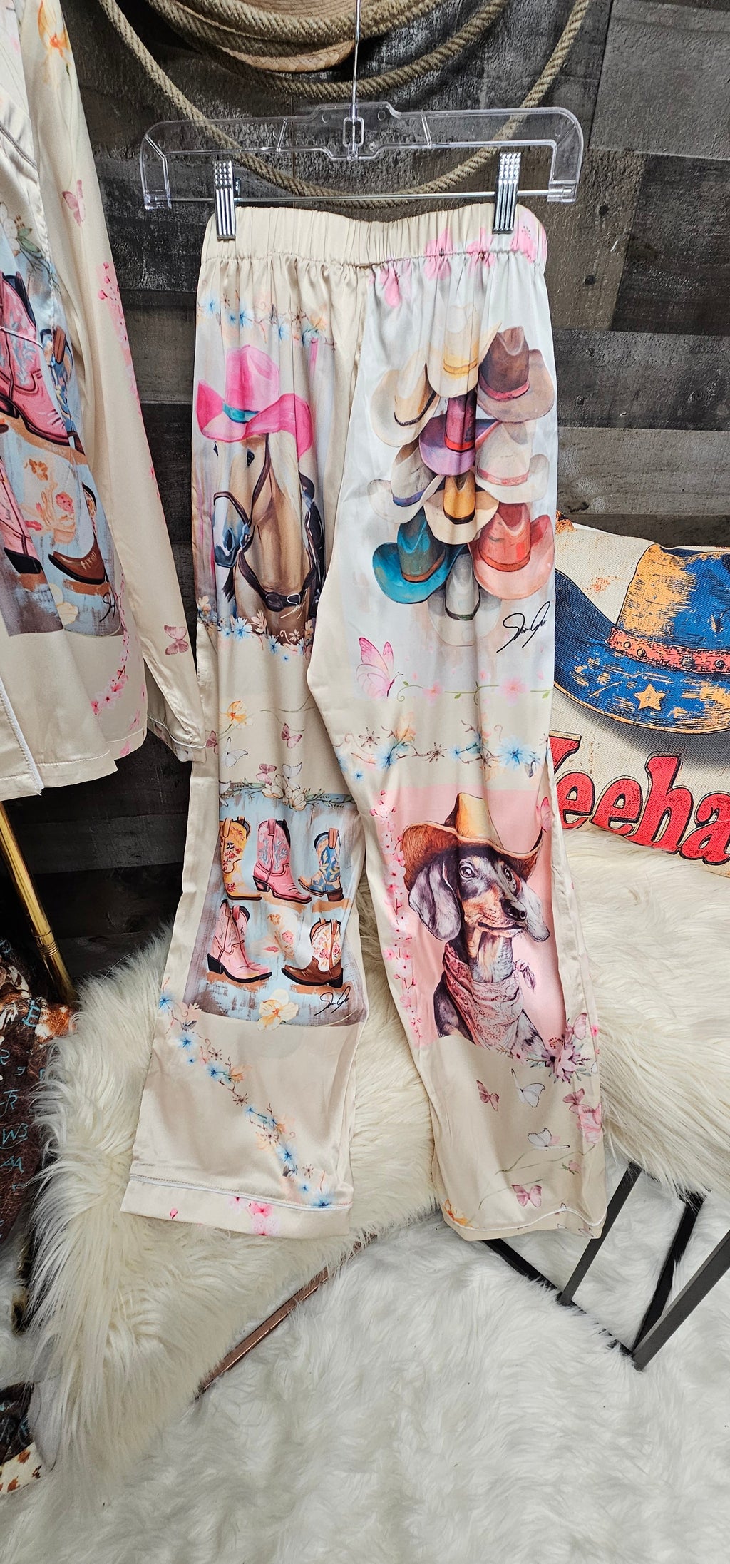 Baha Ranch Danilo Painted Cowgirl Satin Long Pajamas by Baha Ranch Western Wear - product image 6