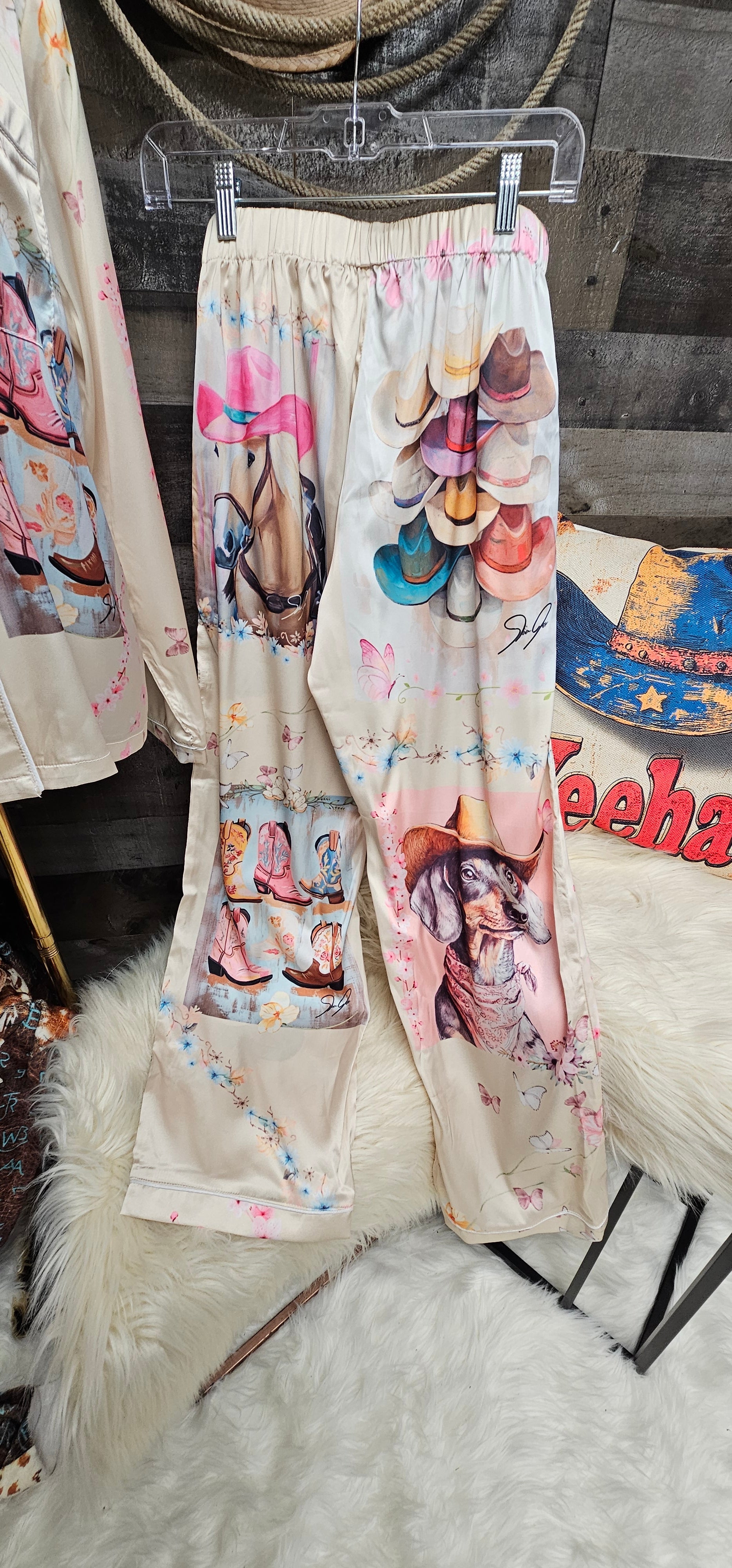 Baha Ranch Danilo Painted Cowgirl Satin Long Pajamas by Baha Ranch Western Wear - product image 6