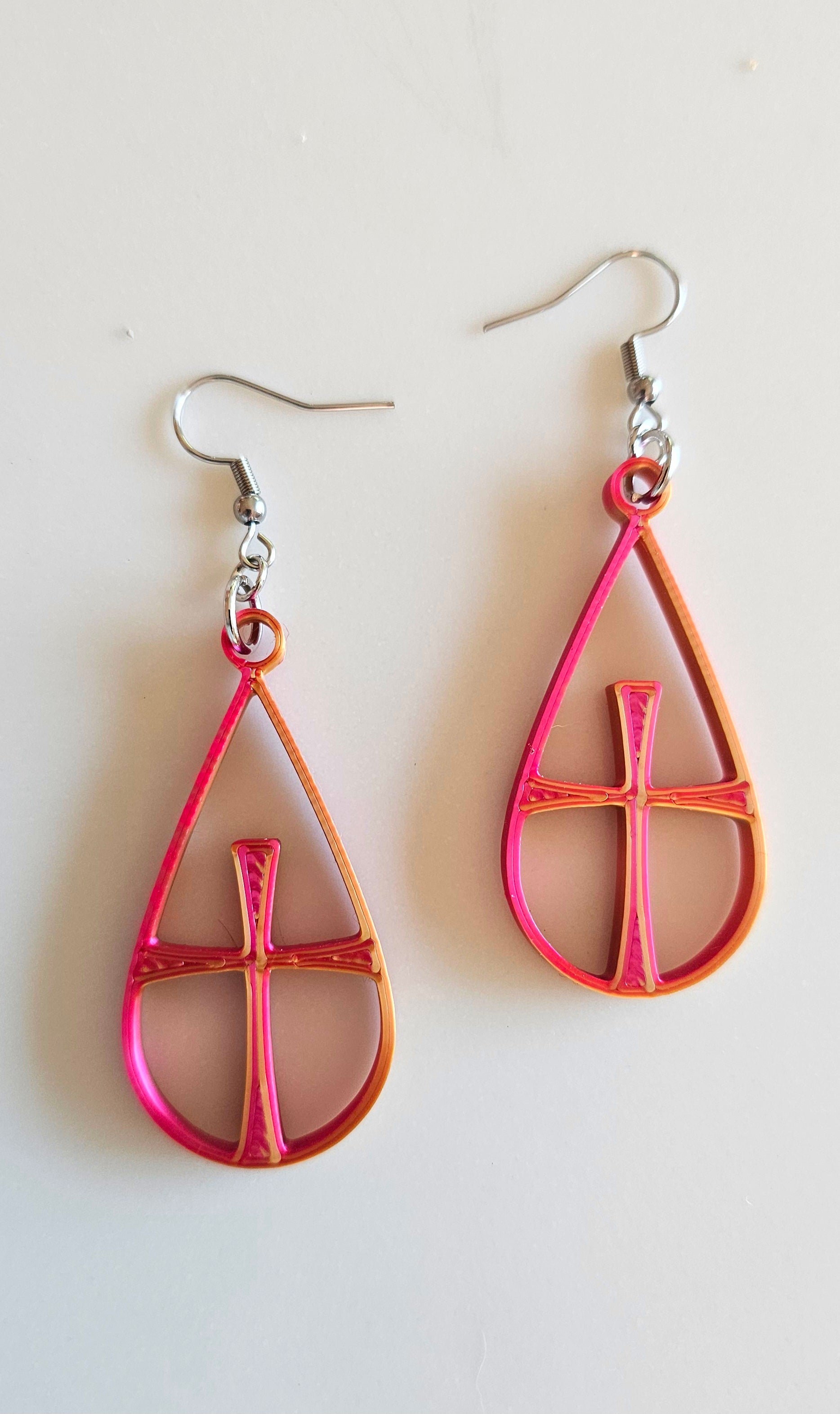 3D Print Christian Cross Faith Earrings Made in America by Baha Ranch Western Wear