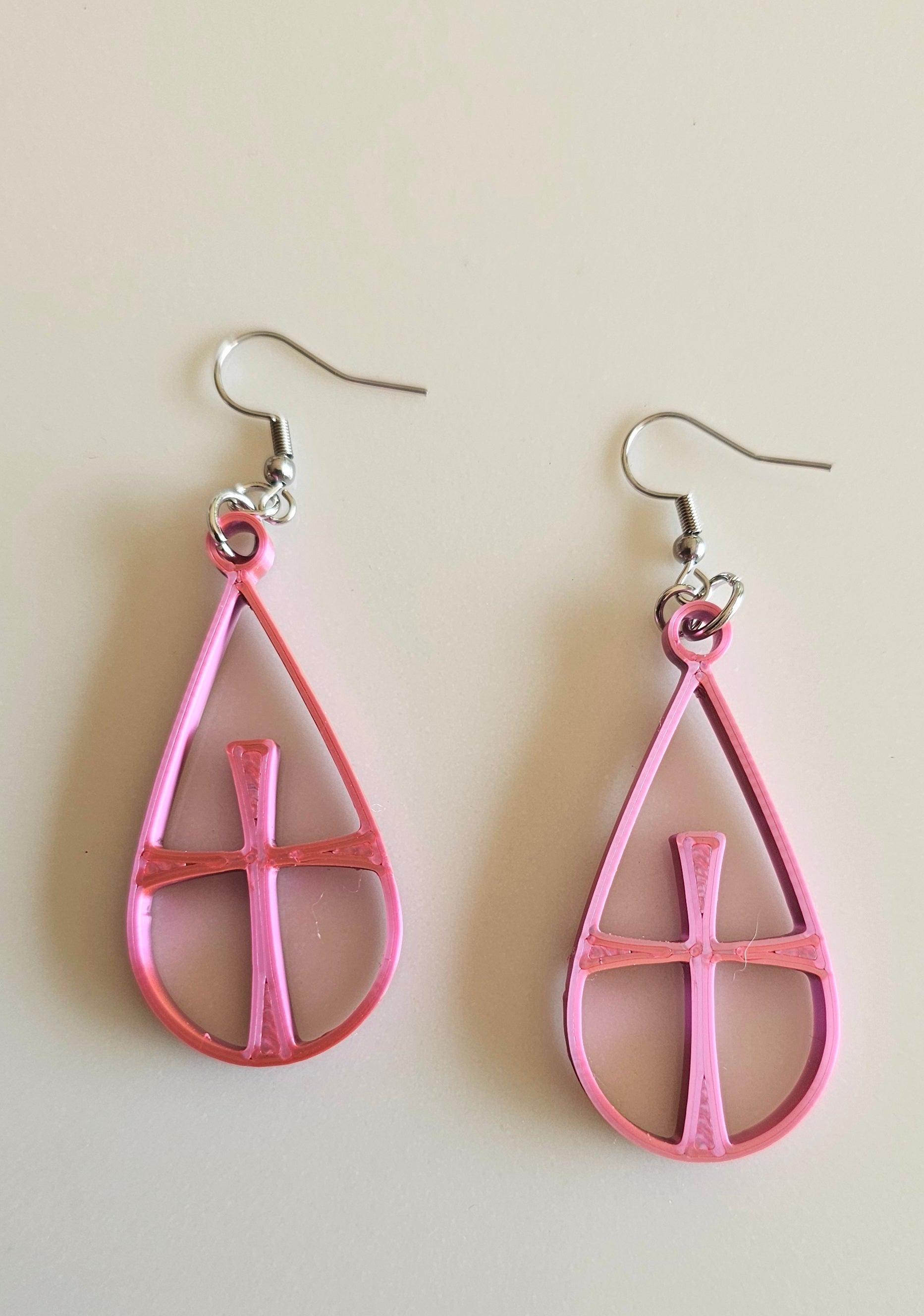 3D Print Christian Cross Faith Earrings Made in America by Baha Ranch Western Wear