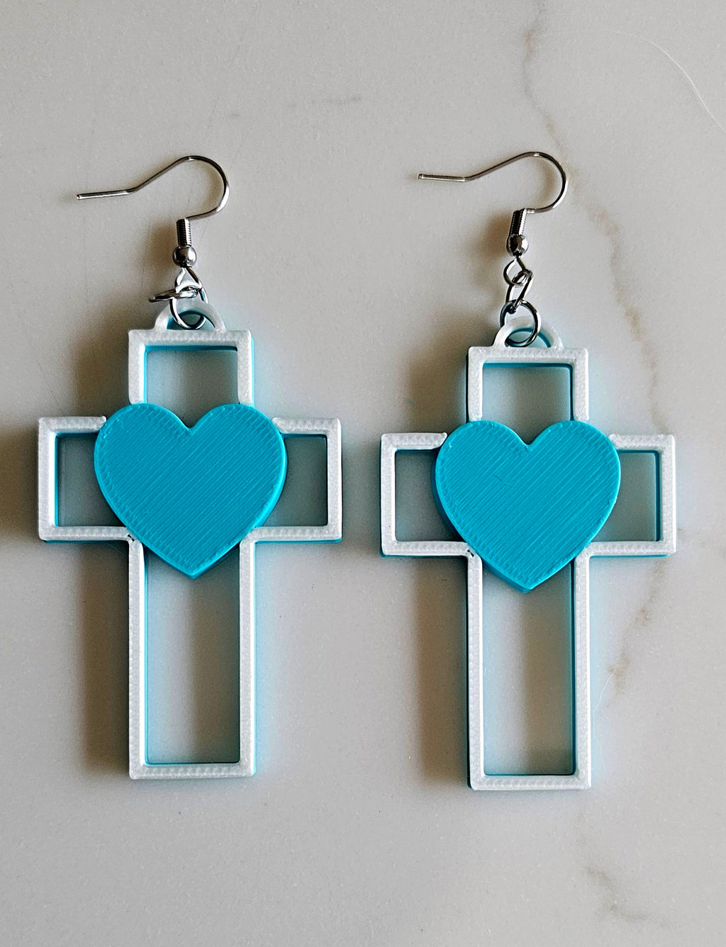 3D Print Christian Cross Faith Earrings Made in America by Baha Ranch Western Wear