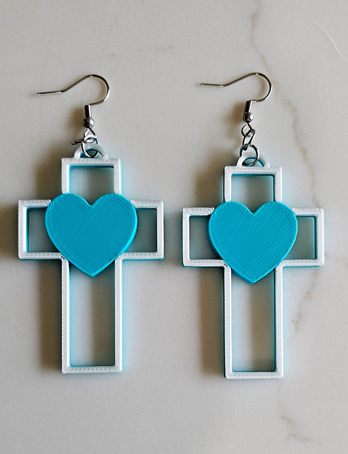 3D Print Christian Cross Faith Earrings Made in America by Baha Ranch Western Wear