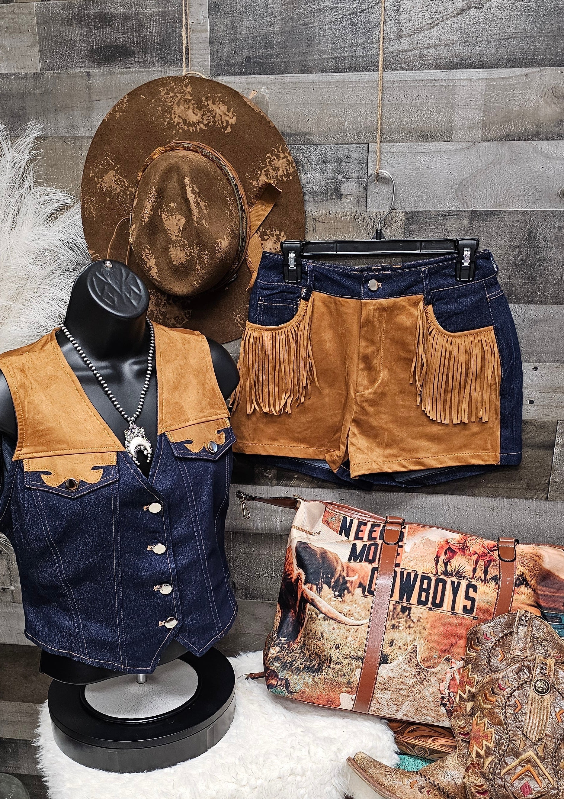 Giddy Up Cowgirl Fringe Vest Shorts Set Outfit by Baha Ranch Western Wear - product image 14
